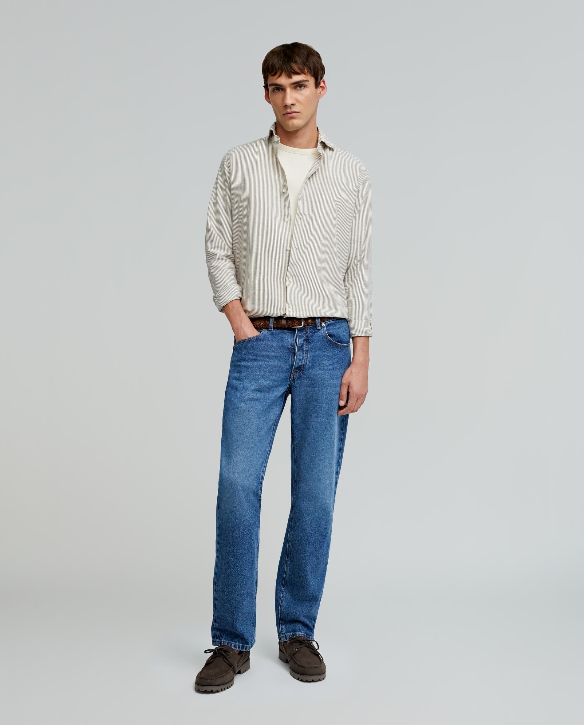 Camisa Regular Fit Às Riscas Bordeaux-2