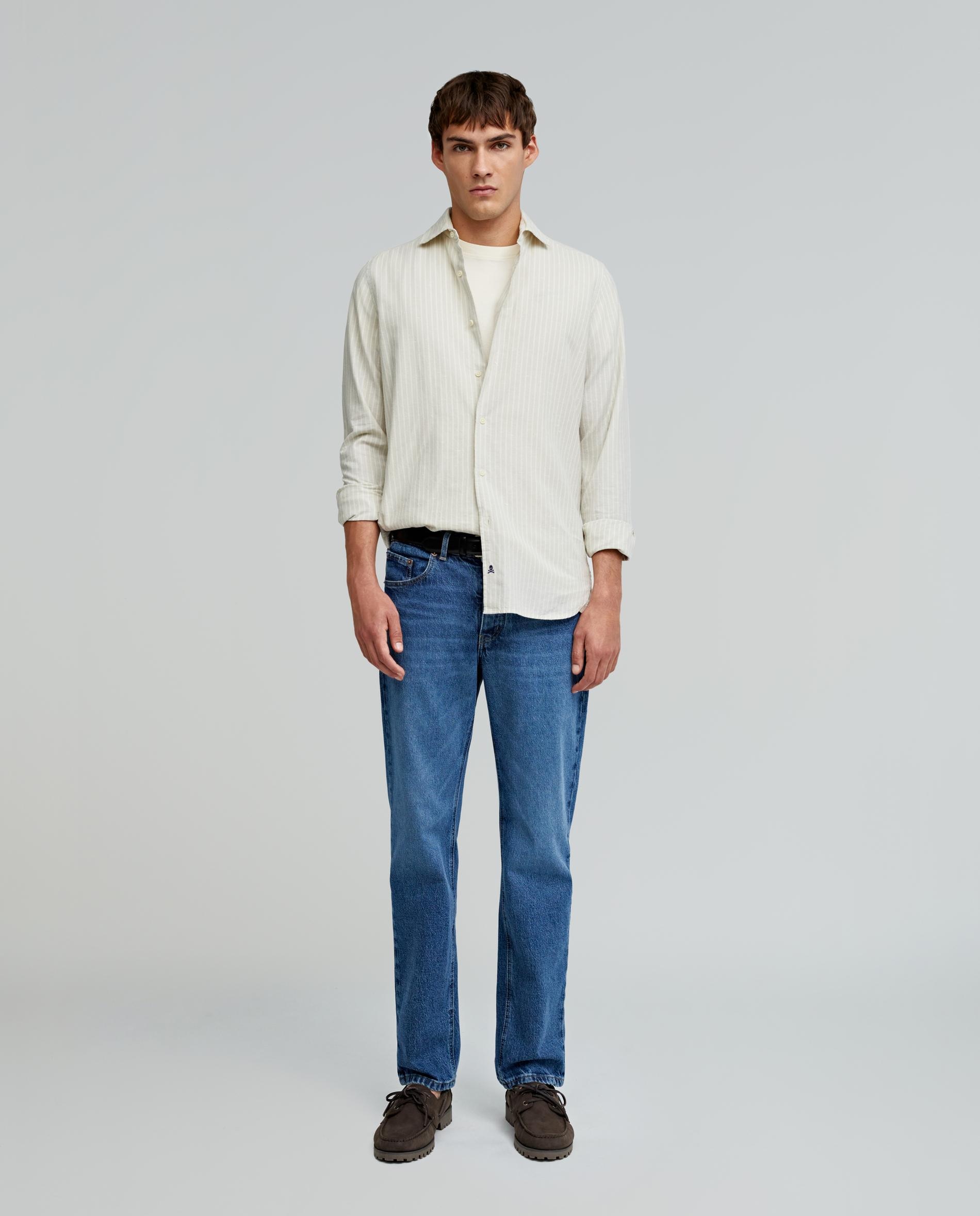 Camisa Regular Fit Às Riscas Verde-claro-2