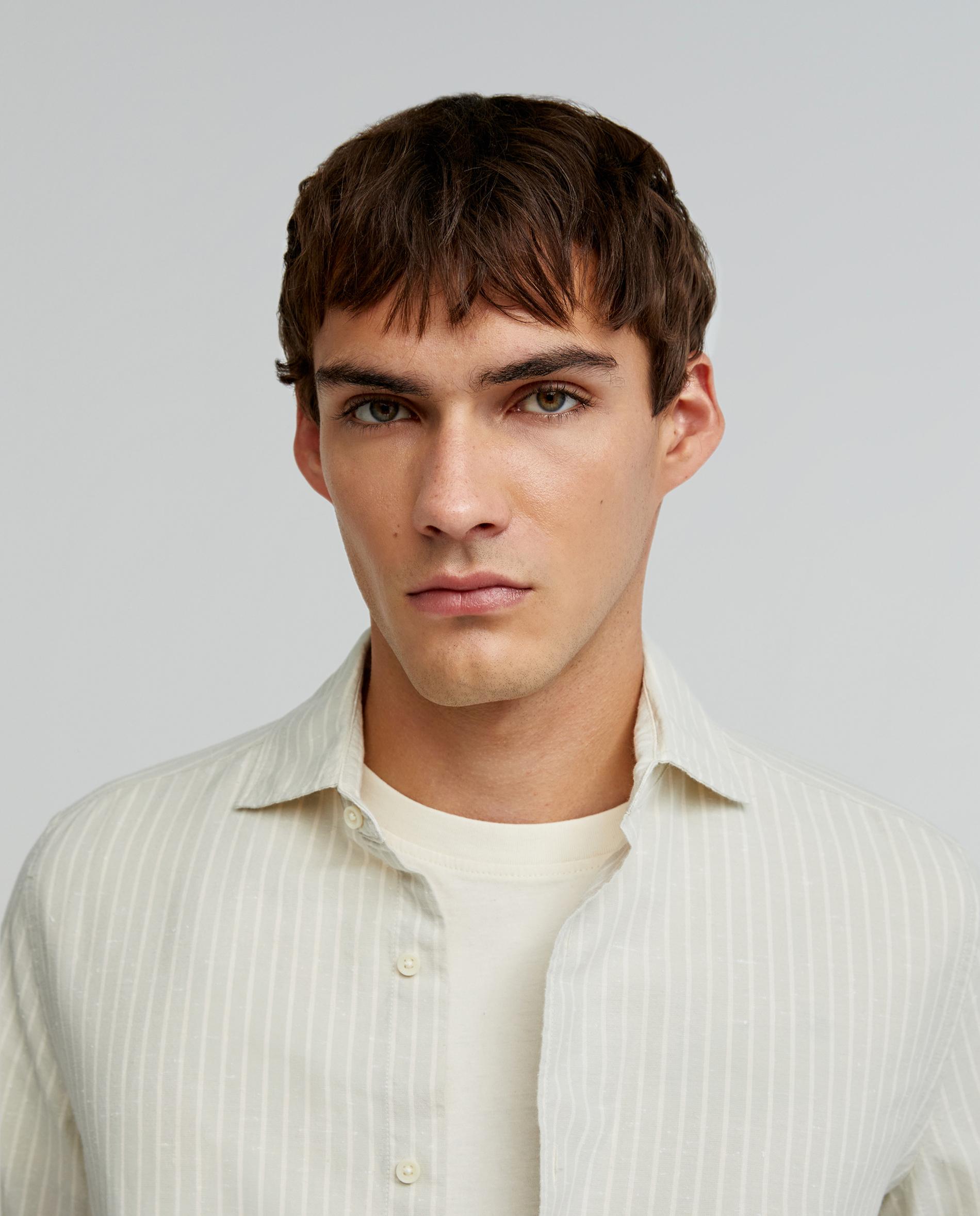 Camisa Regular Fit Às Riscas Verde-claro-3