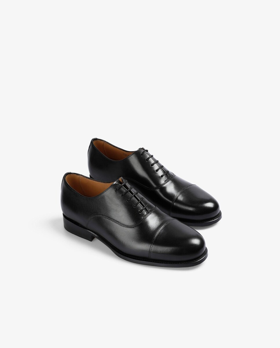 Sapatos Oxford de Pele com Cordões Preto-2