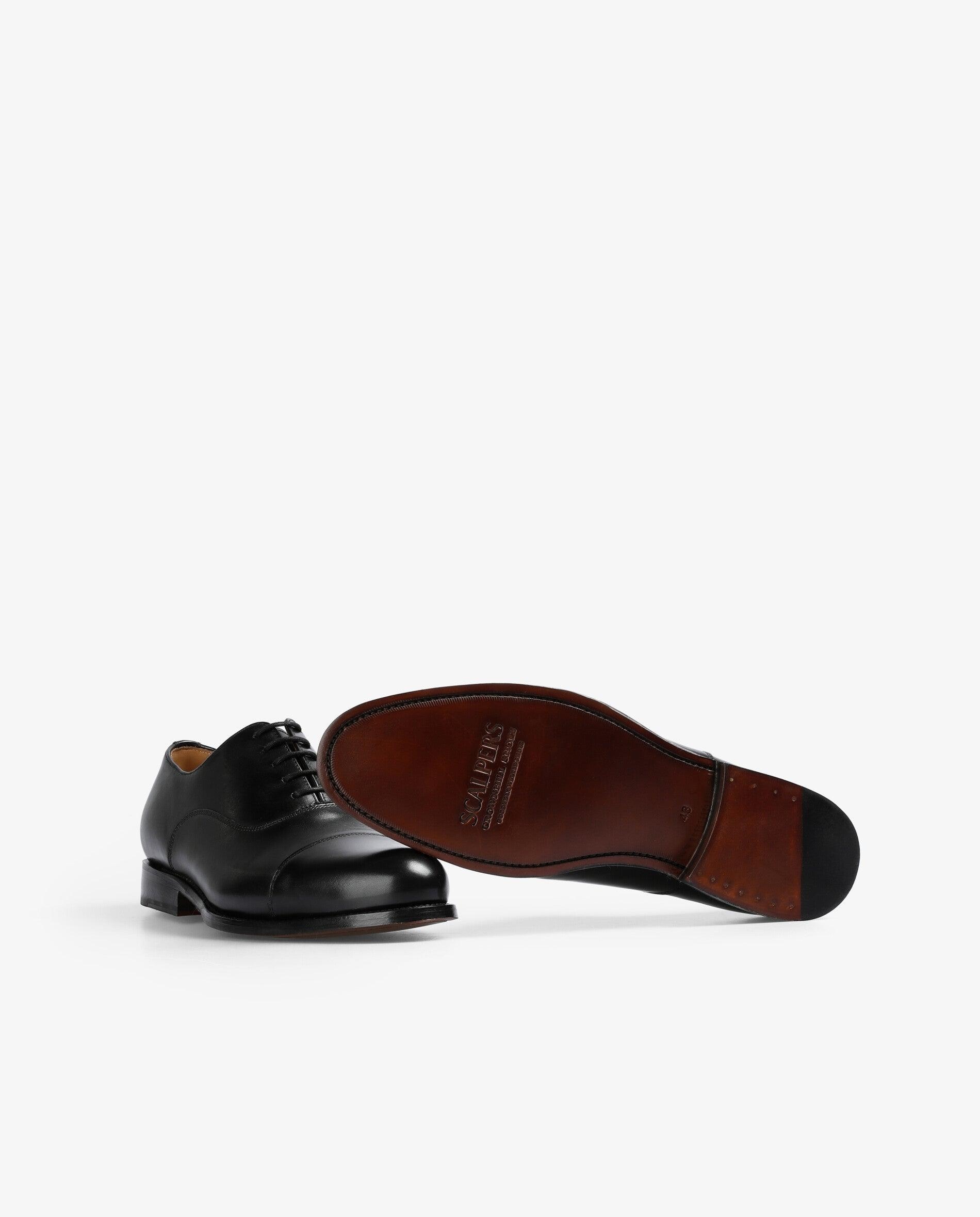 Sapatos Oxford de Pele com Atacadores Preto-4