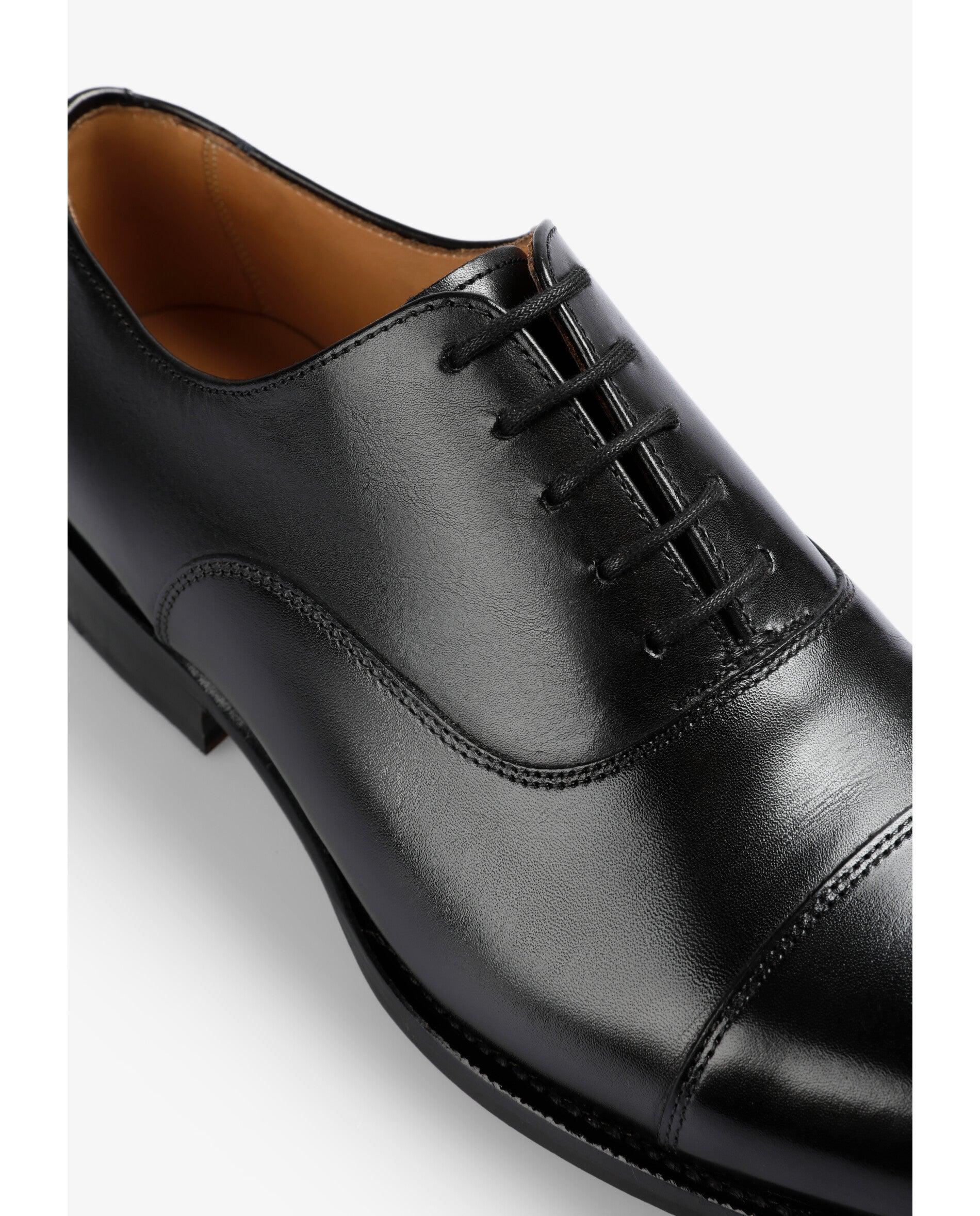 Sapatos Oxford de Pele com Atacadores Preto-6