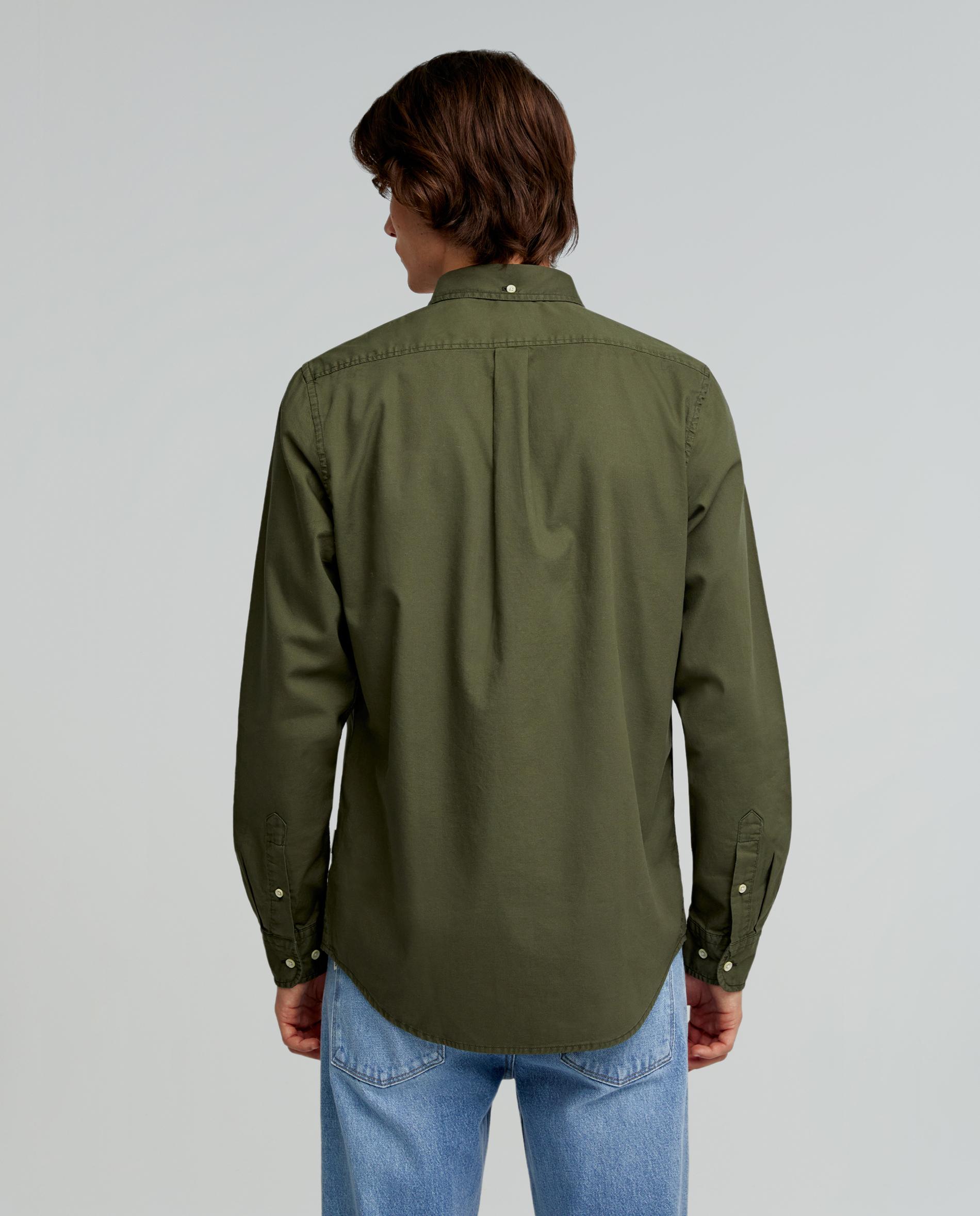 Camisa Regular Fit com Bolso no Peito Verde-militar-4