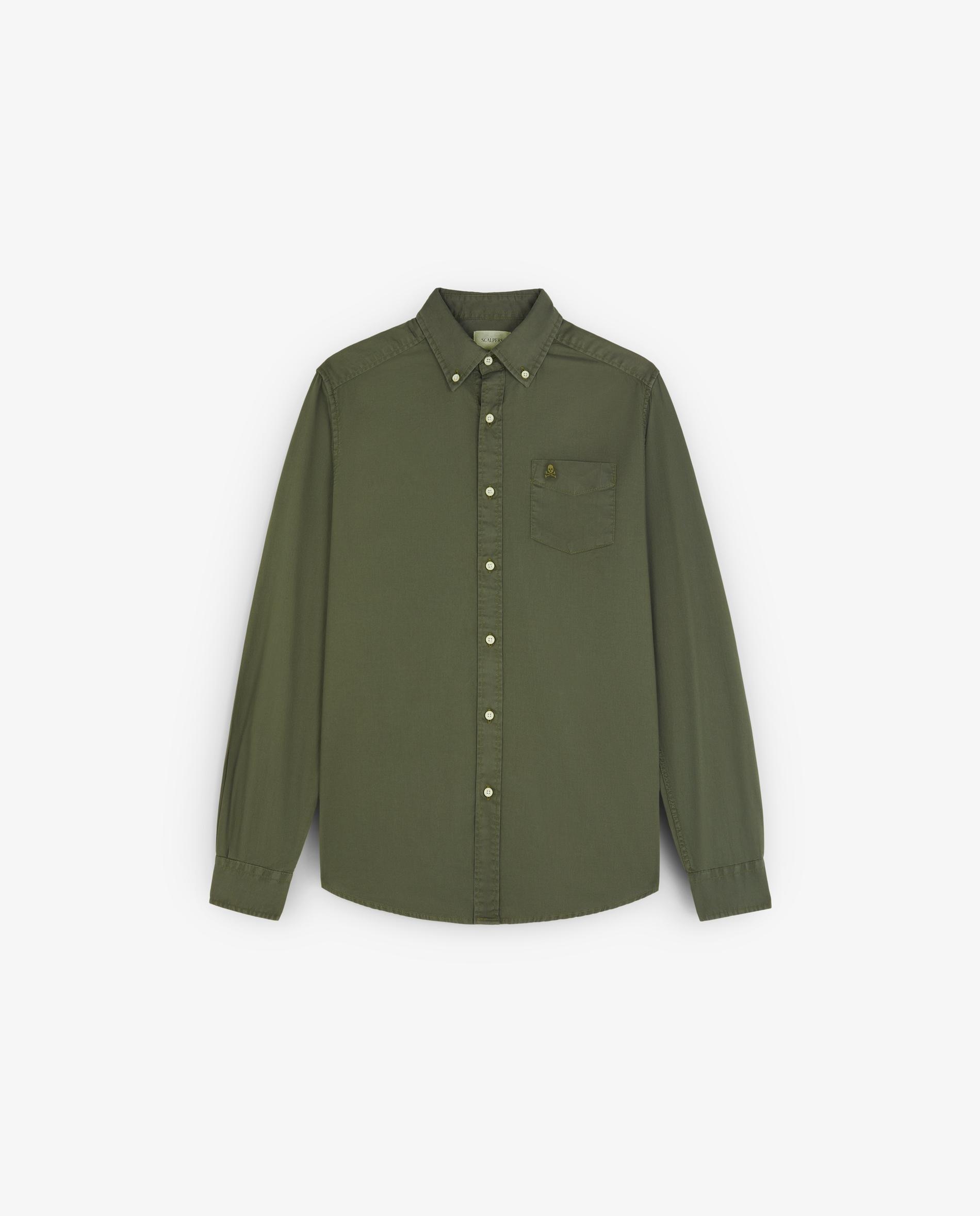 Camisa Regular Fit com Bolso no Peito Verde-militar-5