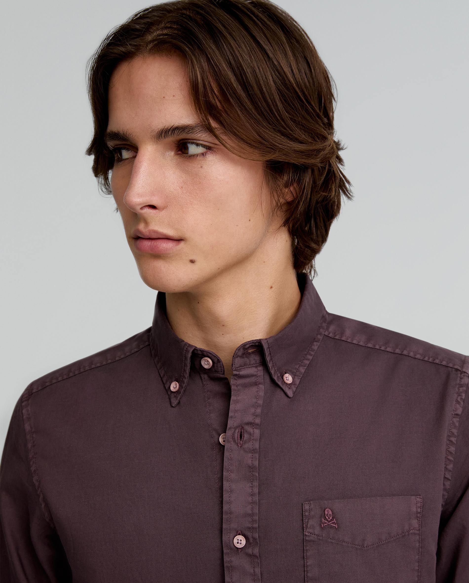 Camisa Regular Fit com Bolso no Peito Bordeaux-2