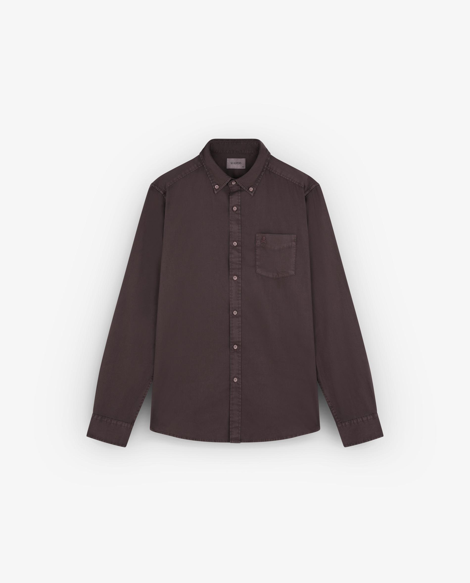 Camisa Regular Fit com Bolso no Peito Bordeaux-4