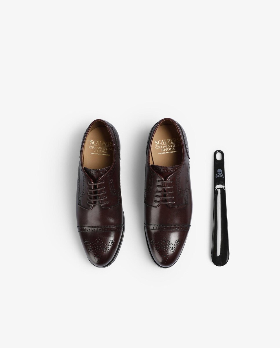 Sapatos Oxford de Pele com Cordões Bordeaux-8