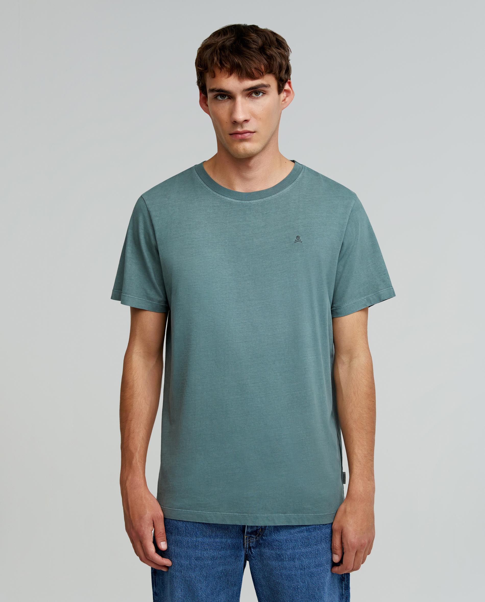 T-shirt Regular Fit com Gola Redonda Verde-azulado-1