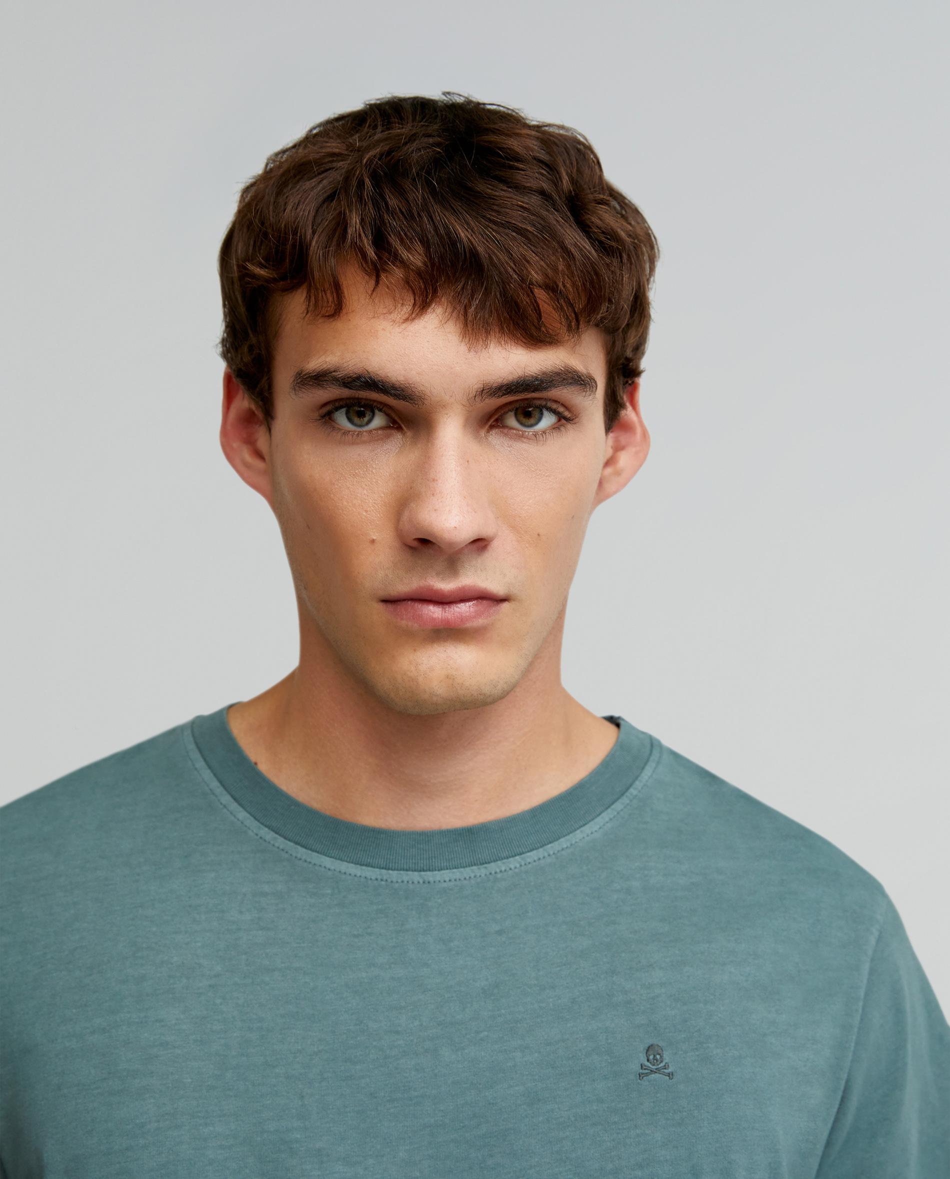 T-shirt Regular Fit com Gola Redonda Verde-azulado-3