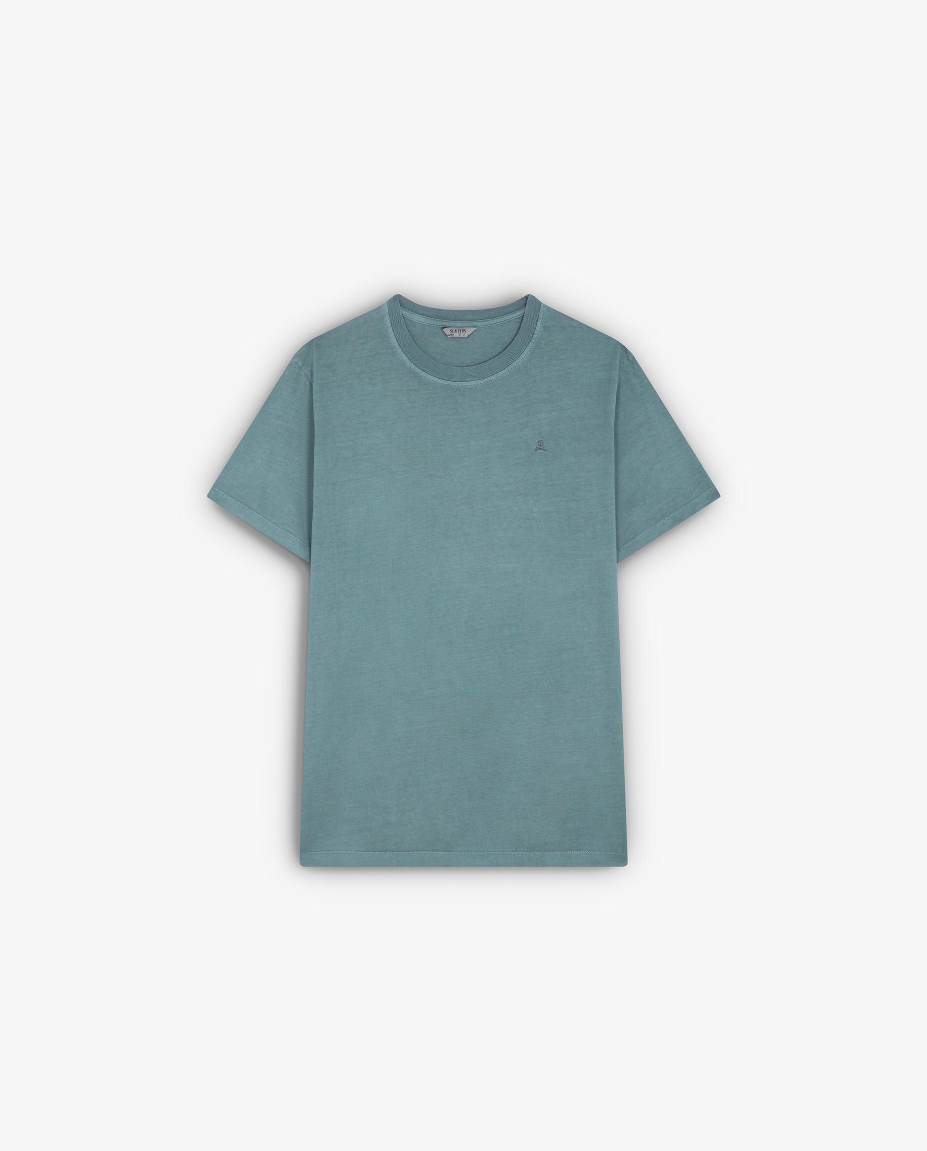 T-shirt Regular Fit com Gola Redonda Verde-azulado-5