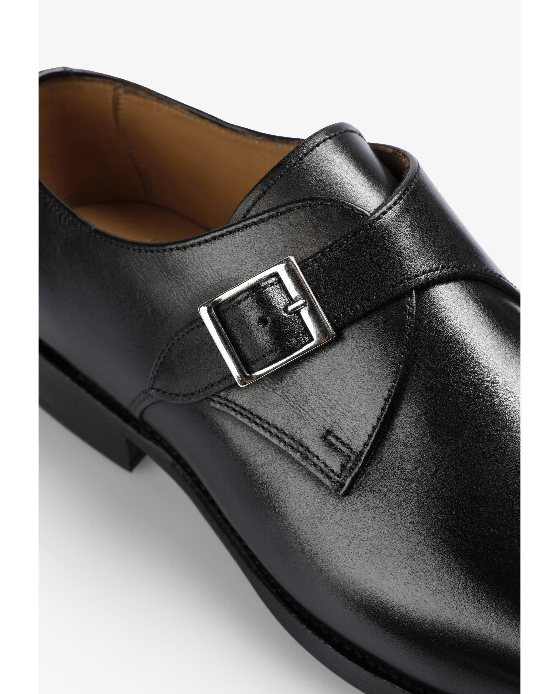 Bluchers de Pele com Fivela Ajustável Preto-6