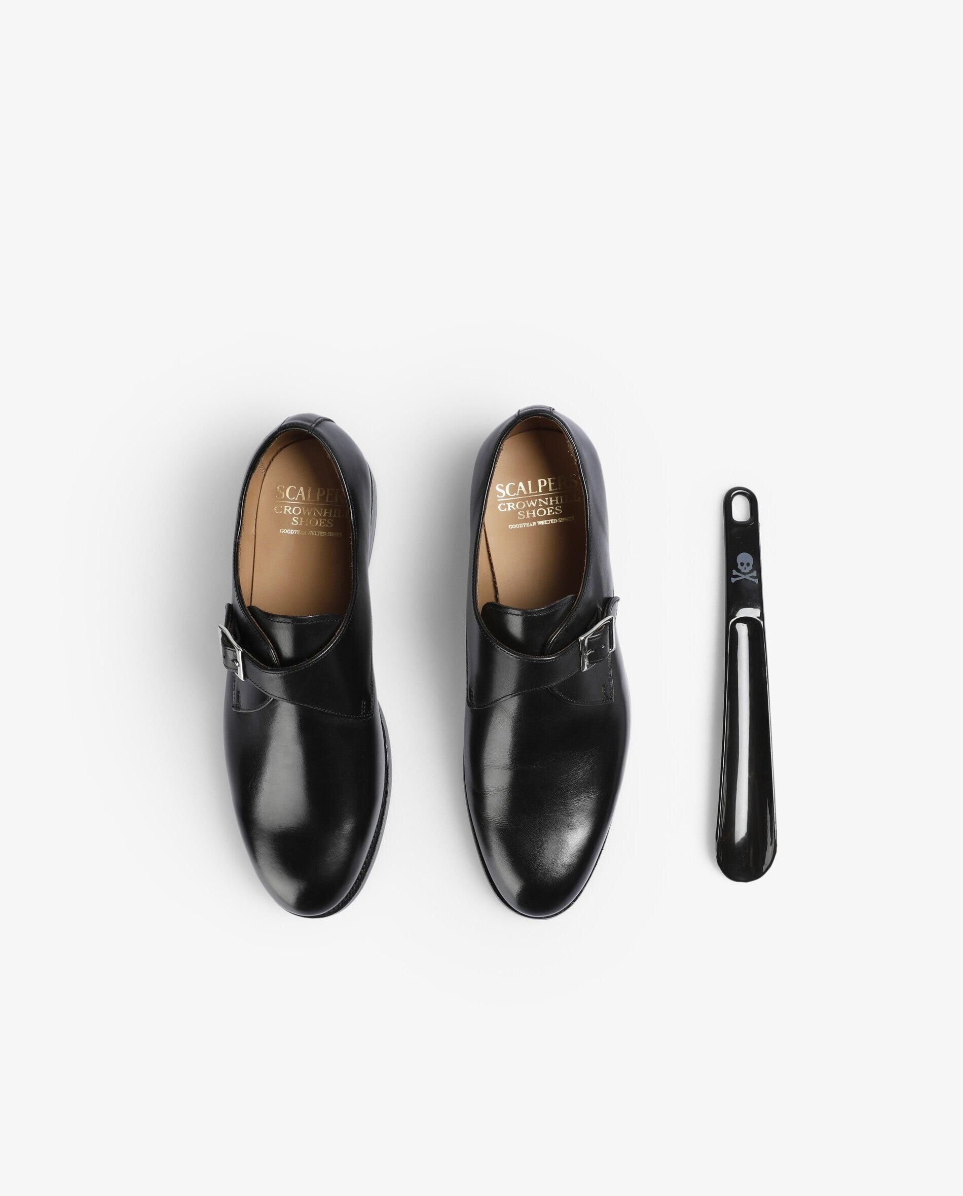 Bluchers de Pele com Fivela Ajustável Preto-9