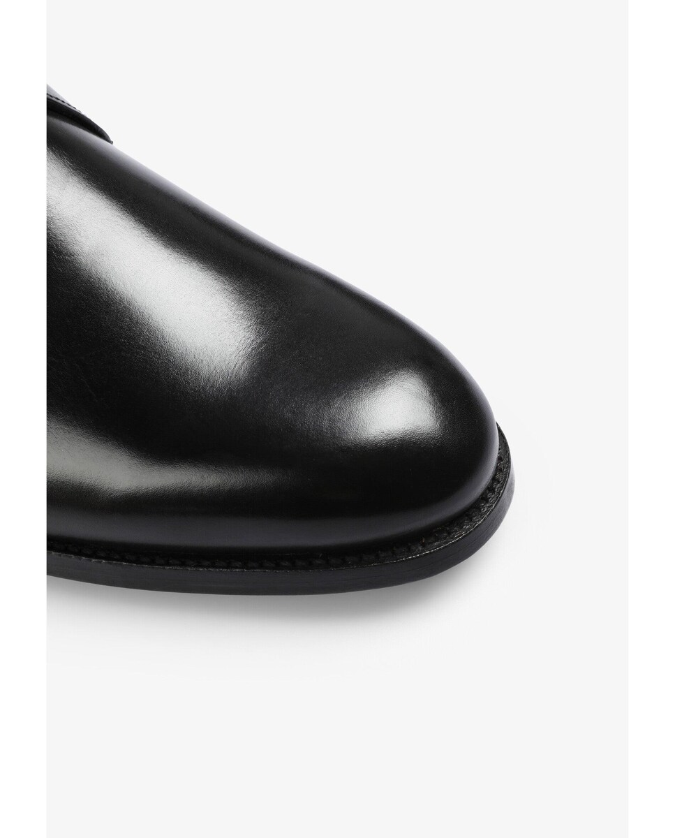 Bluchers de Pele com Fivela Ajustável Preto-5