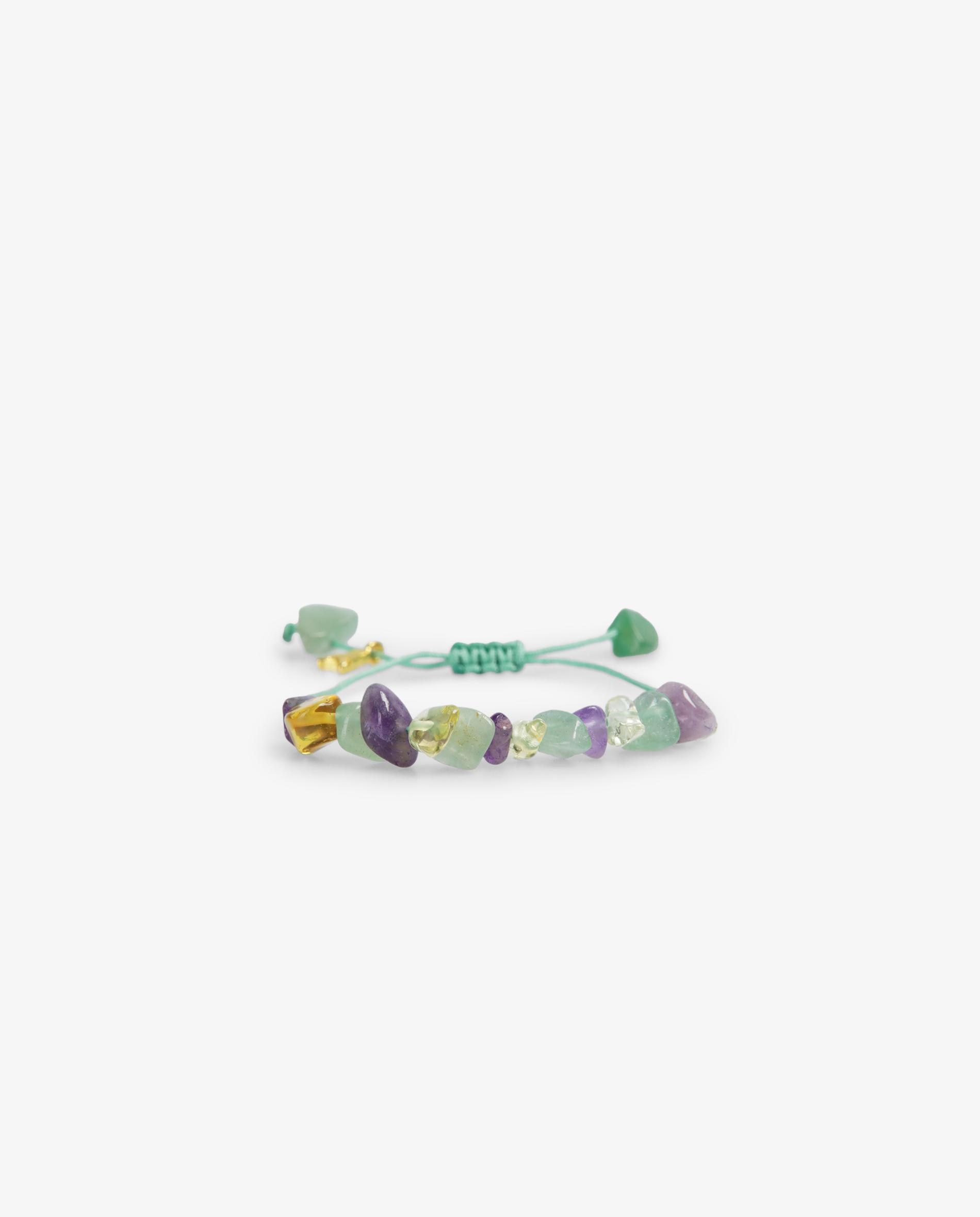 Pulseira de Pedras Naturais com Cordão Entrançado Verde Água-1