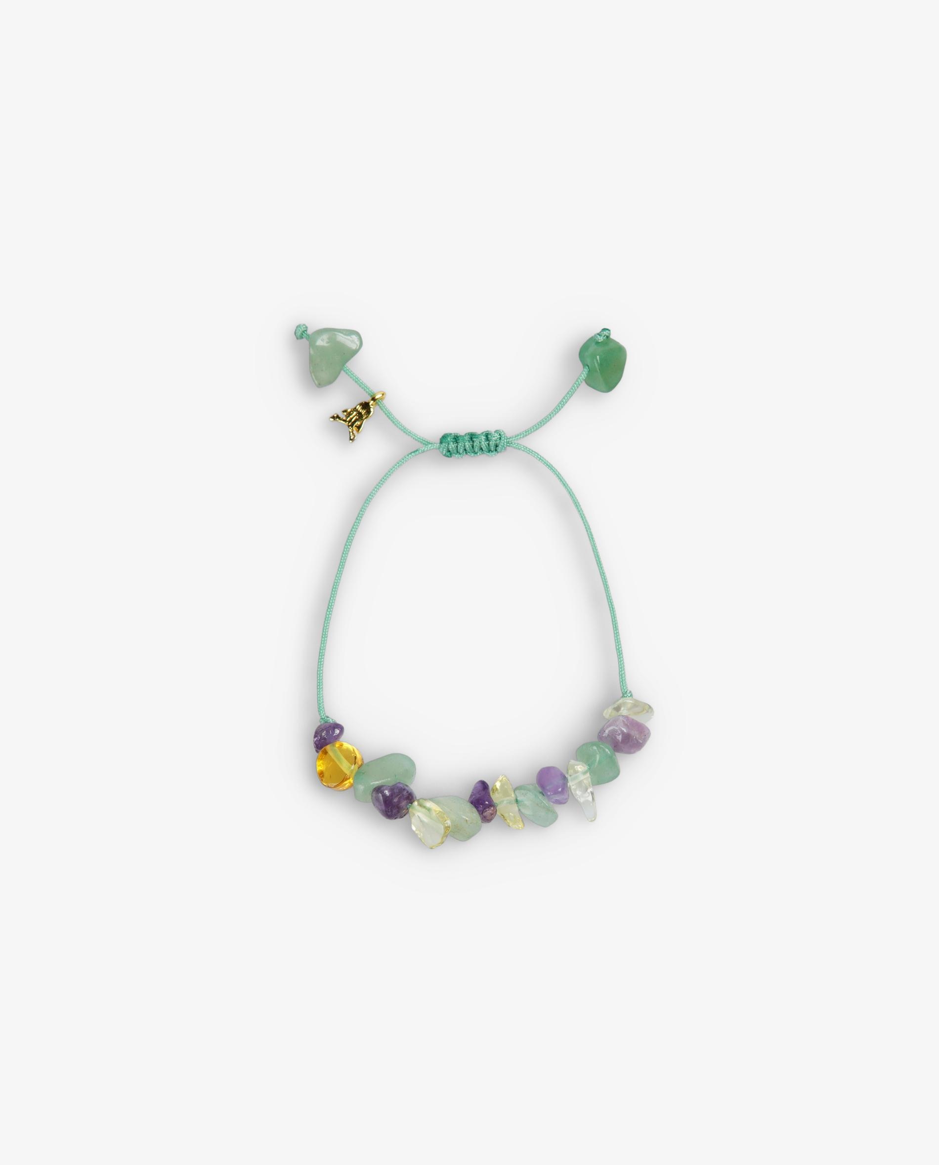 Pulseira de Pedras Naturais com Cordão Entrançado Verde Água-2