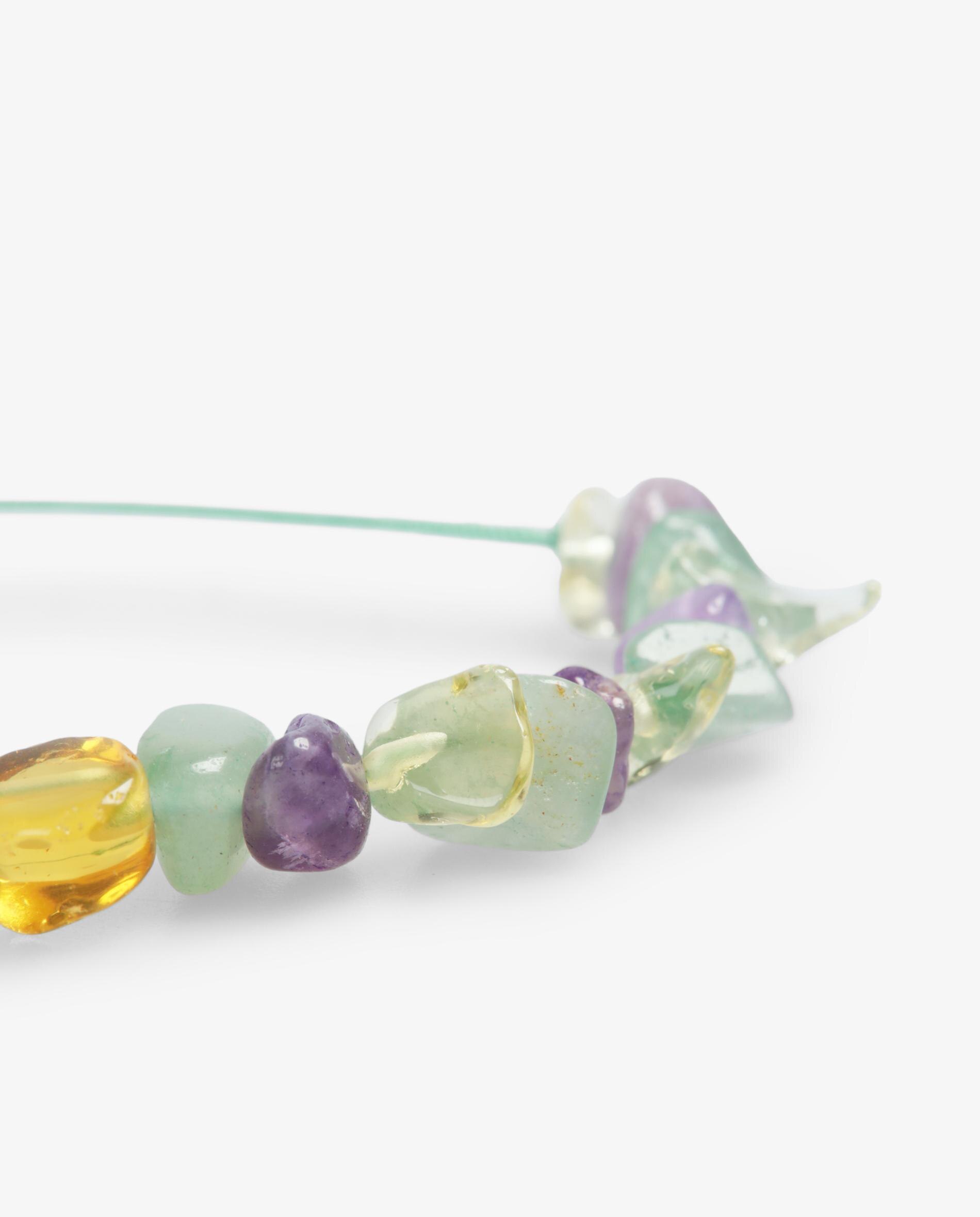 Pulseira de Pedras Naturais com Cordão Entrançado Verde Água-3