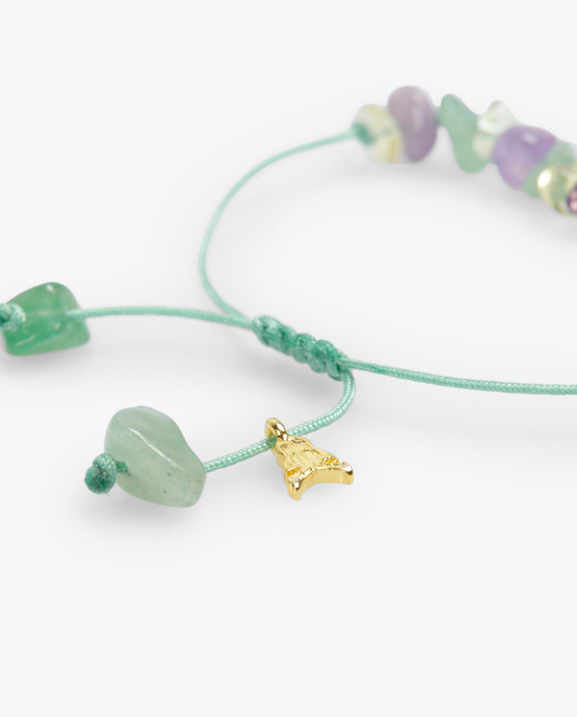 Pulseira de Pedras Naturais com Cordão Entrançado Verde Água-4