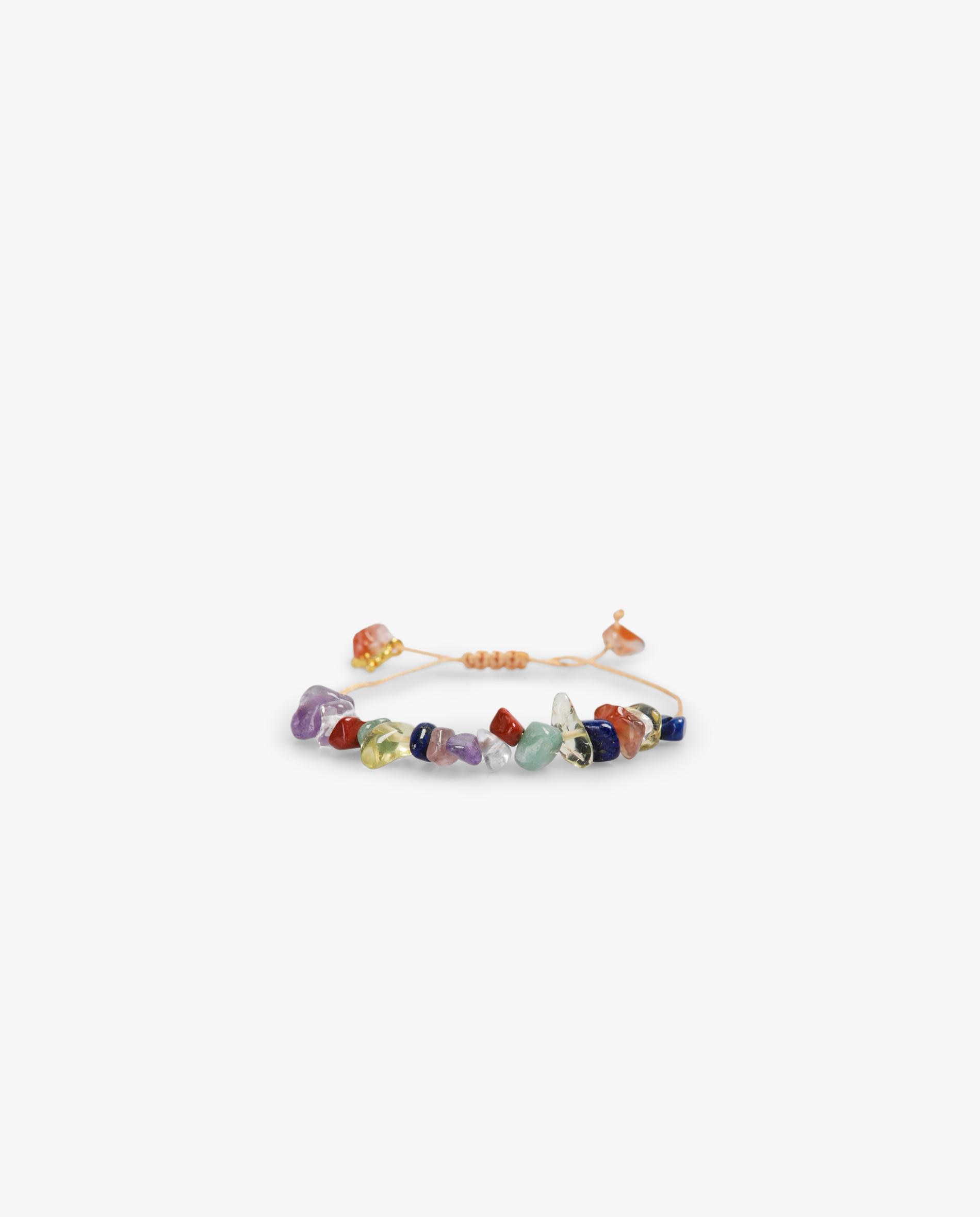 Pulseira de Pedras Naturais com Cordão Entrançado Multicolor-1