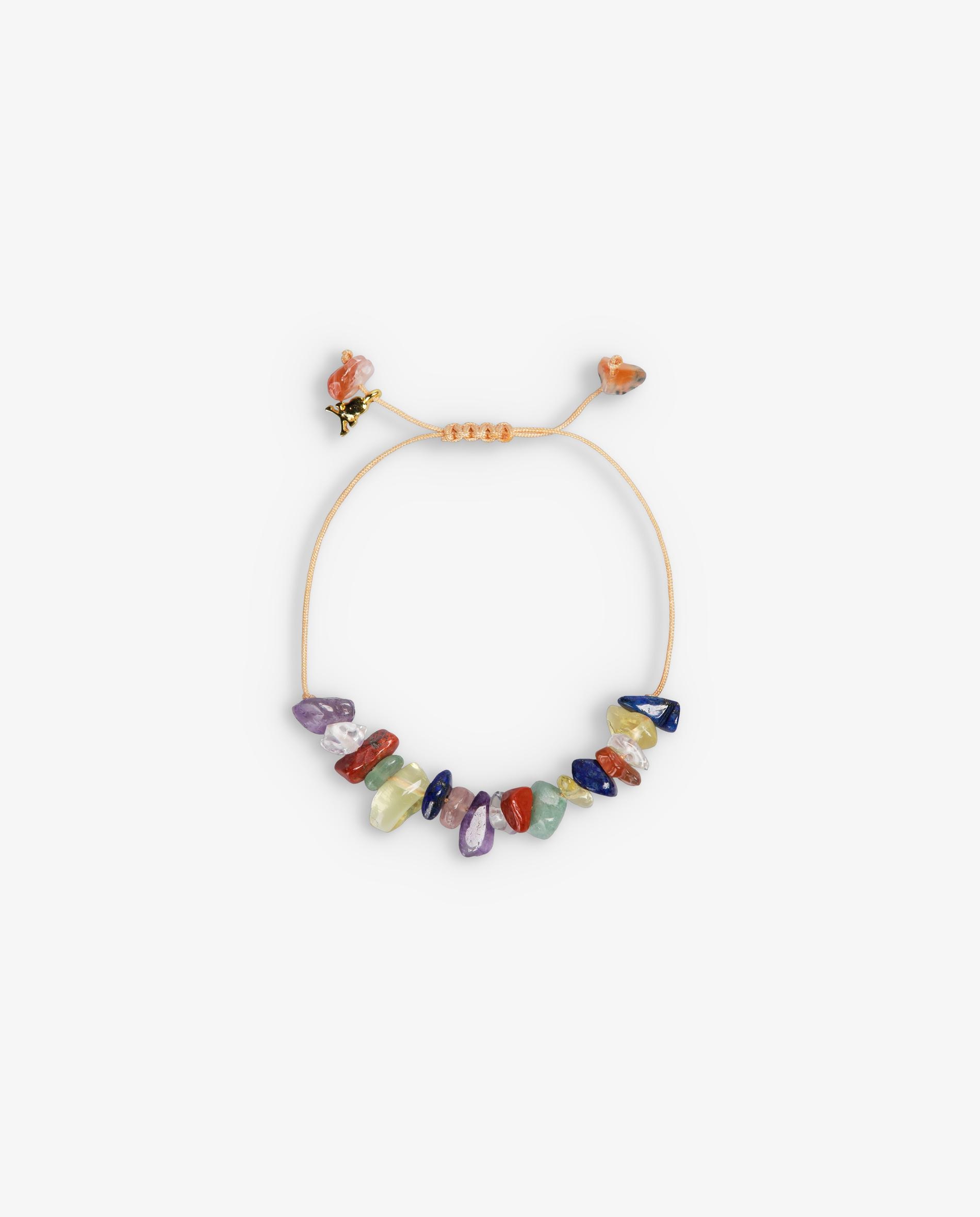 Pulseira de Pedras Naturais com Cordão Entrançado Multicolor-2