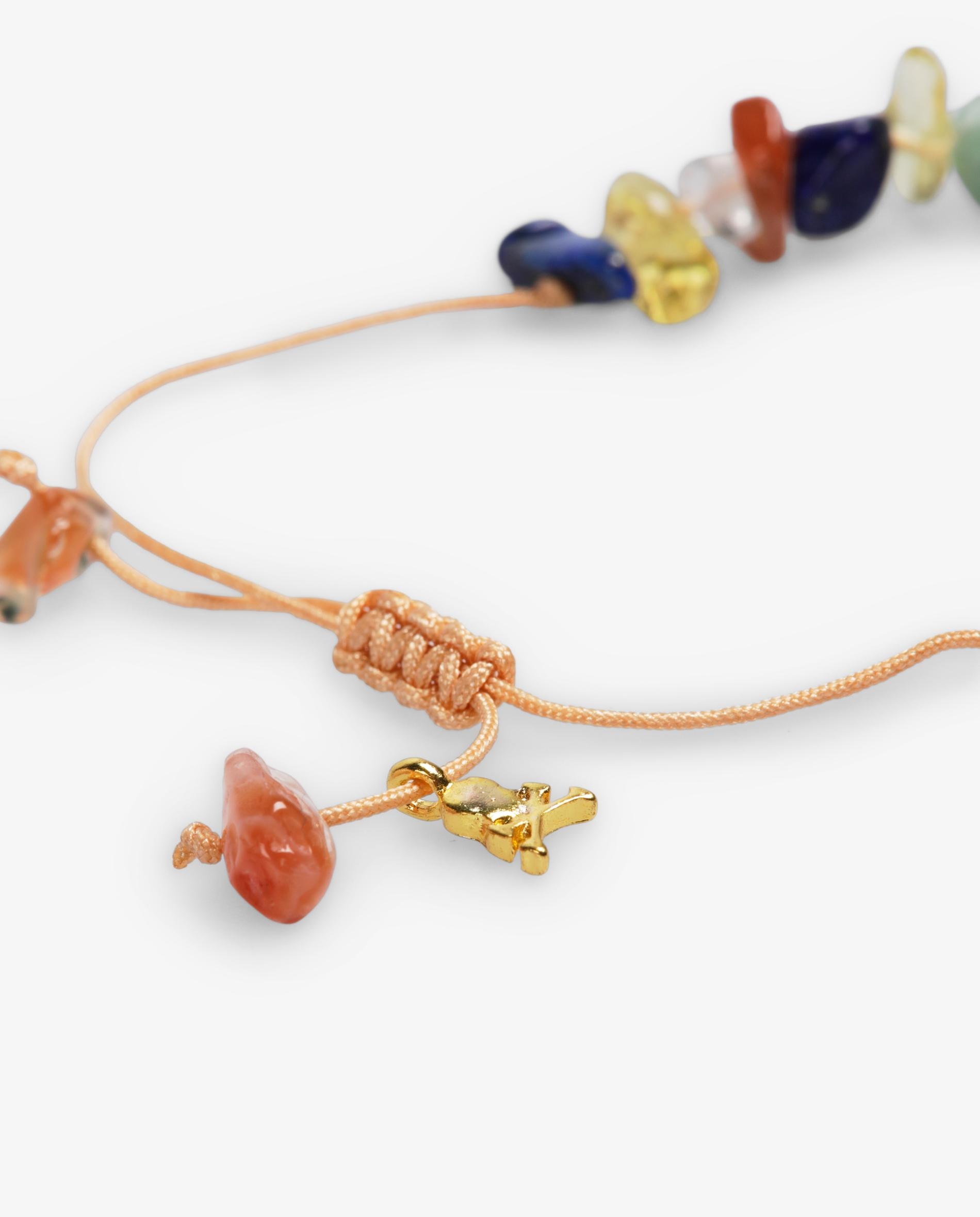 Pulseira de Pedras Naturais com Cordão Entrançado Multicolor-4