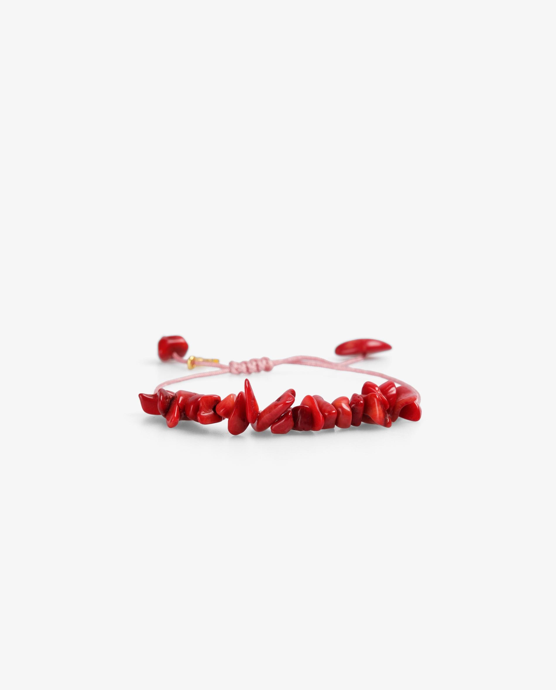 Pulseira de Pedras Naturais com Cordão Entrançado Vermelho-1