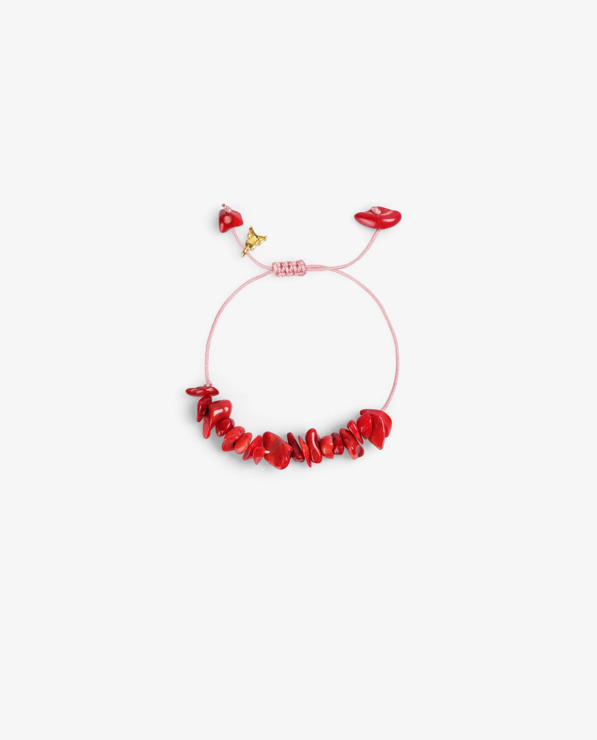 Pulseira de Pedras Naturais com Cordão Entrançado Vermelho-2