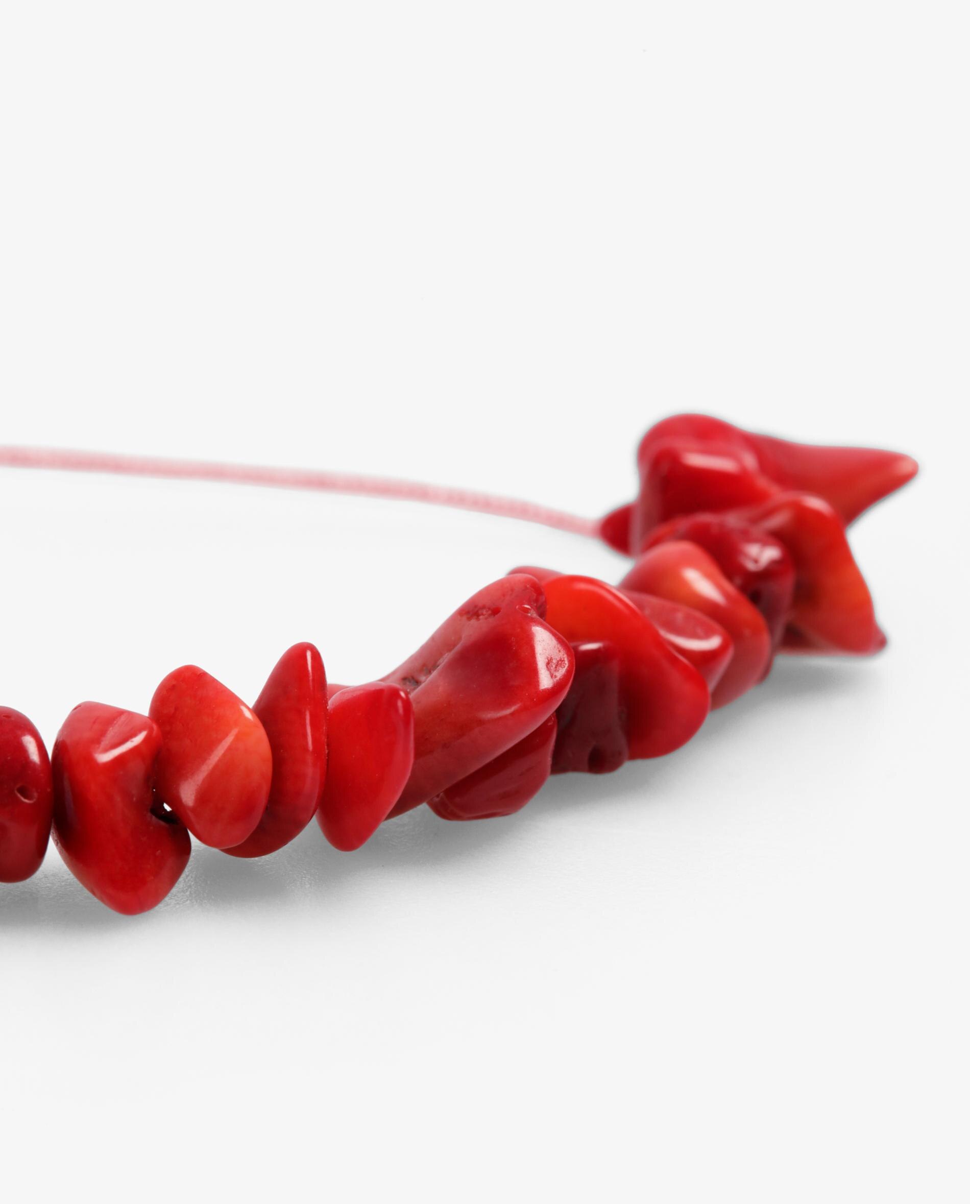 Pulseira de Pedras Naturais com Cordão Entrançado Vermelho-3