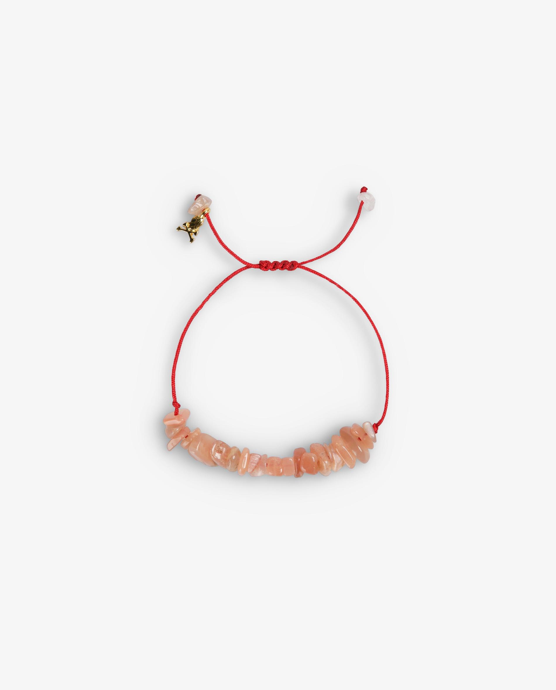 Pulseira de Pedras Naturais com Cordão Entrançado Rosa-2