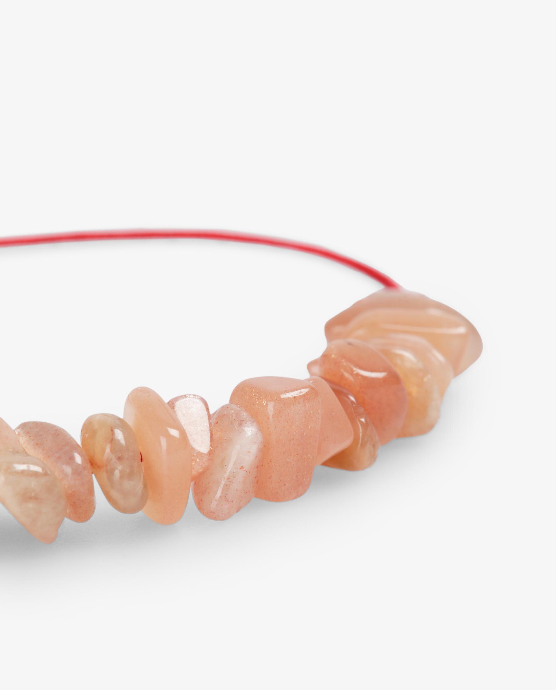 Pulseira de Pedras Naturais com Cordão Entrançado Rosa-3
