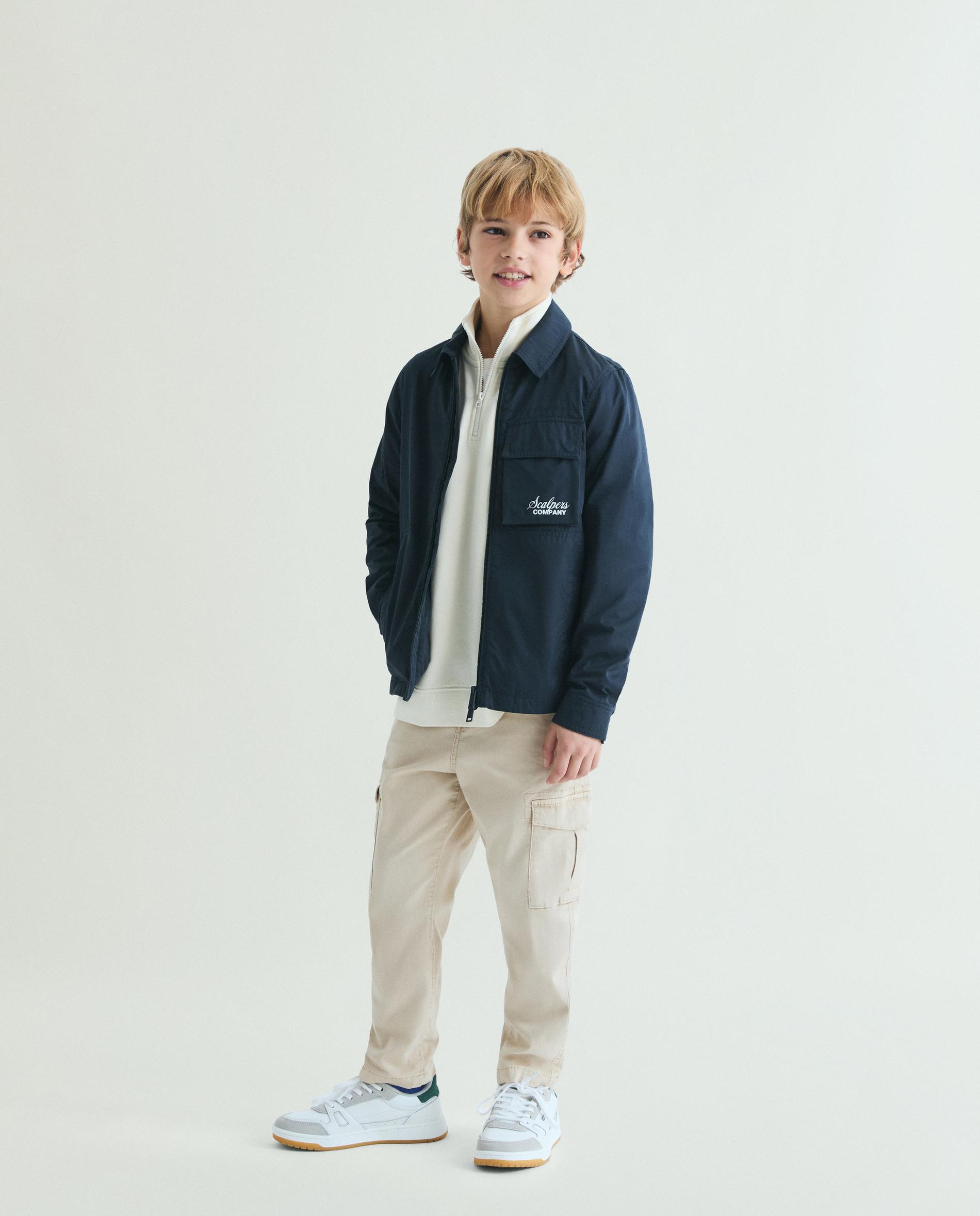 Casaco Infantil com Gola Camiseiro e Fecho Zip Scalpers Navy-3