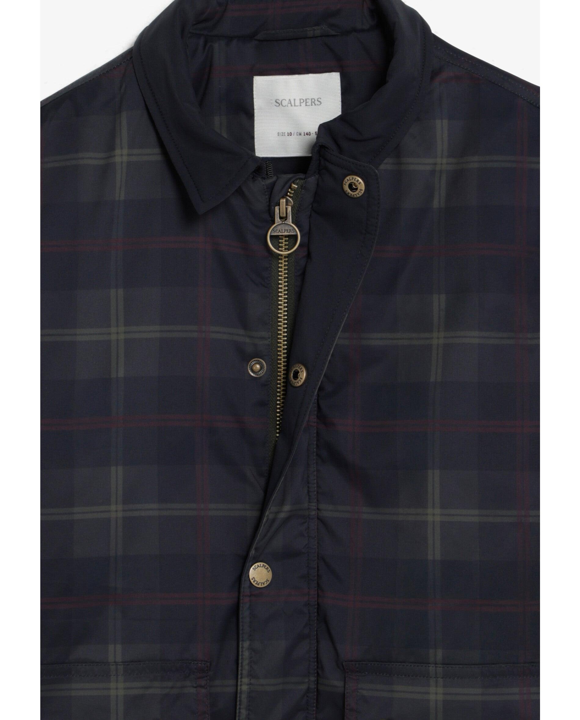 Parka Acolchoada com Estampado aos Quadrados Navy-3