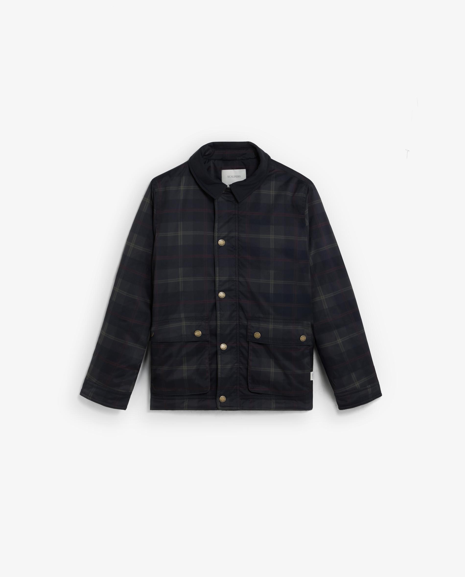 Parka Acolchoada com Estampado aos Quadrados Scalpers Navy-4