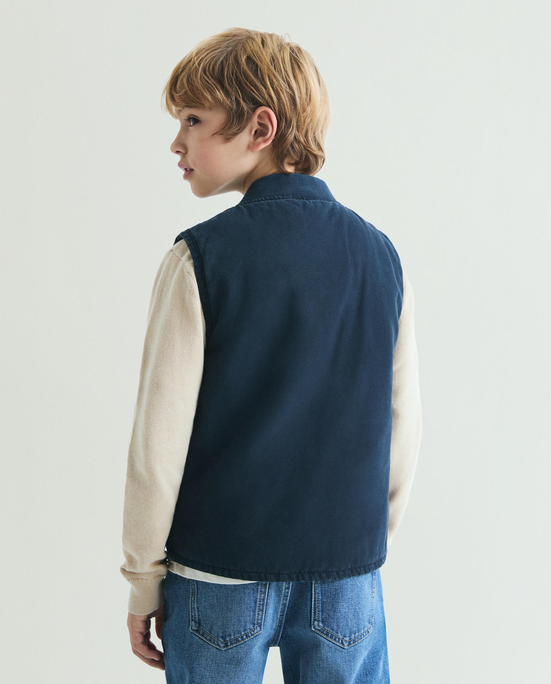 Colete Infantil com Bolsos e Fecho Zip Navy-2