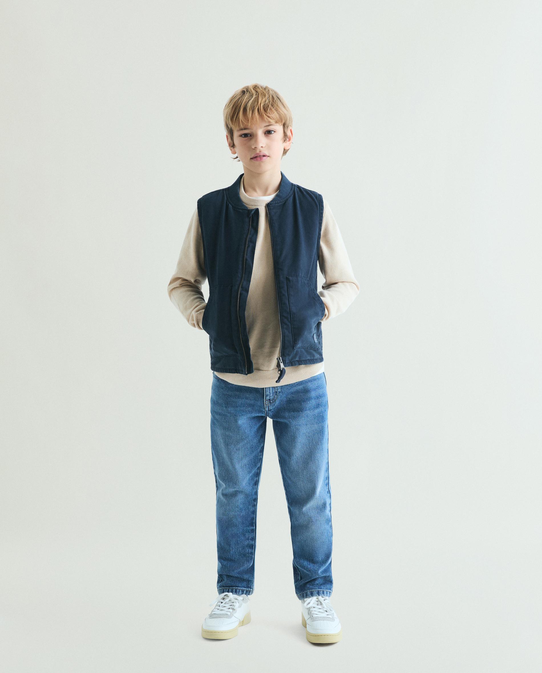 Colete Infantil com Bolsos e Fecho Zip Navy-3