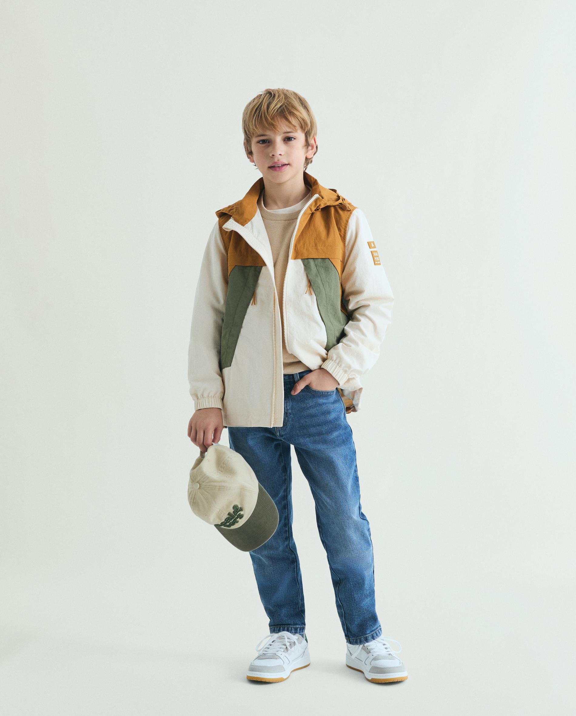 Parka Colour Block com Capuz Scalpers Bege-2