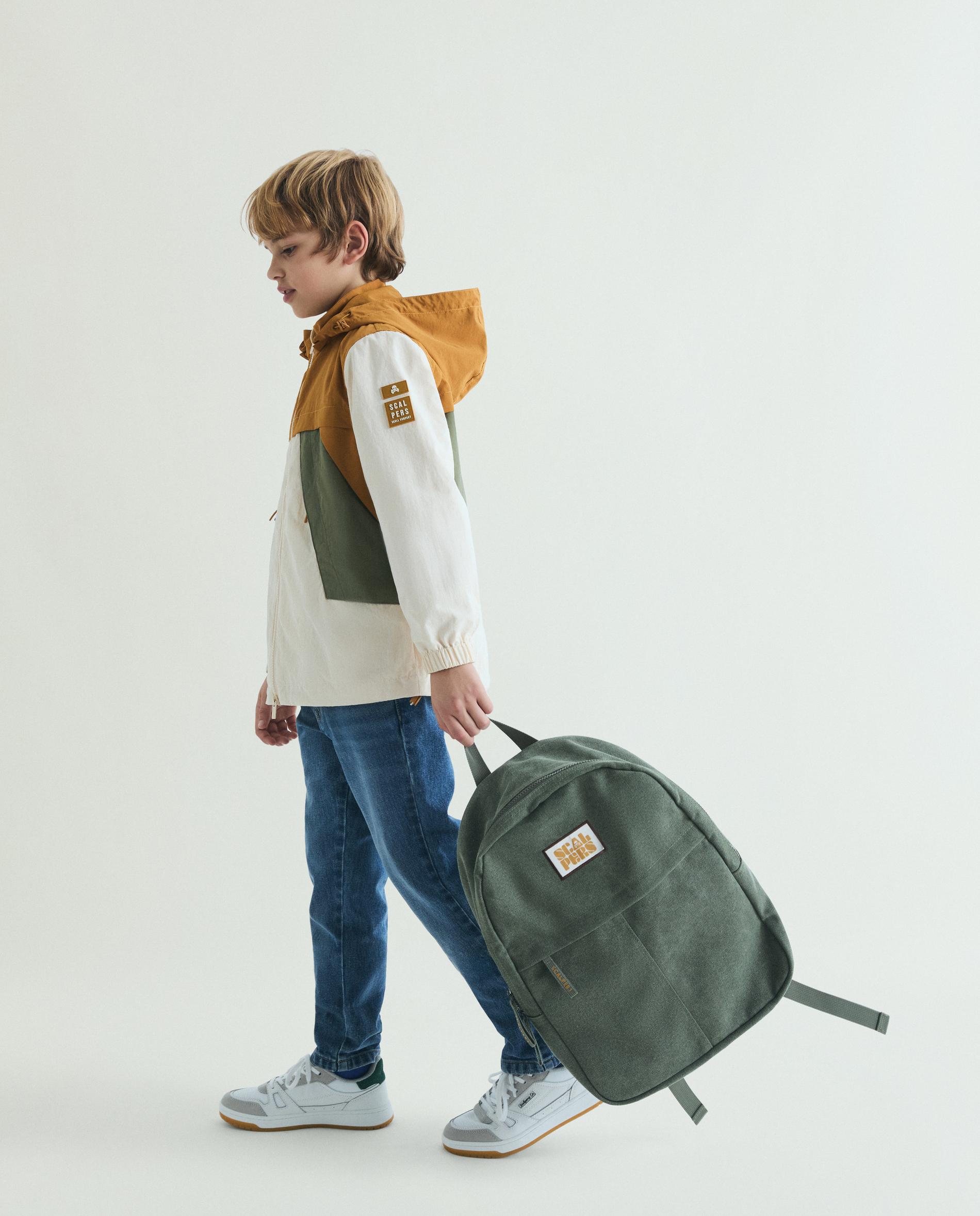 Parka Colour Block com Capuz Scalpers Bege-4