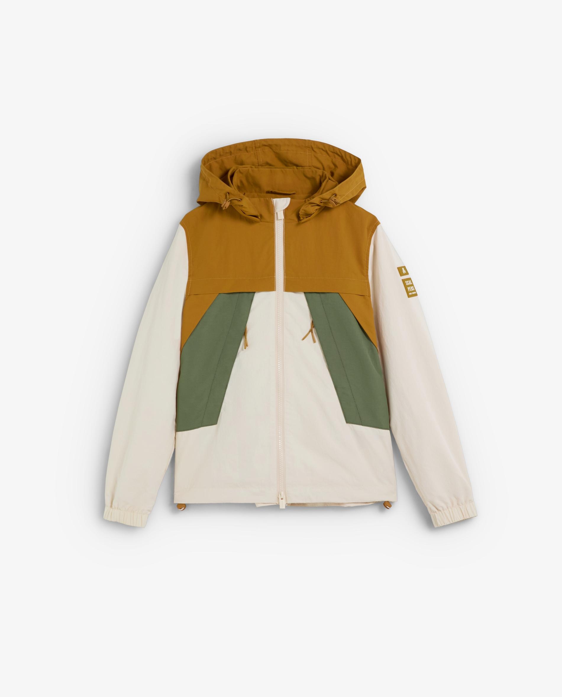 Parka Colour Block com Capuz Scalpers Bege-6