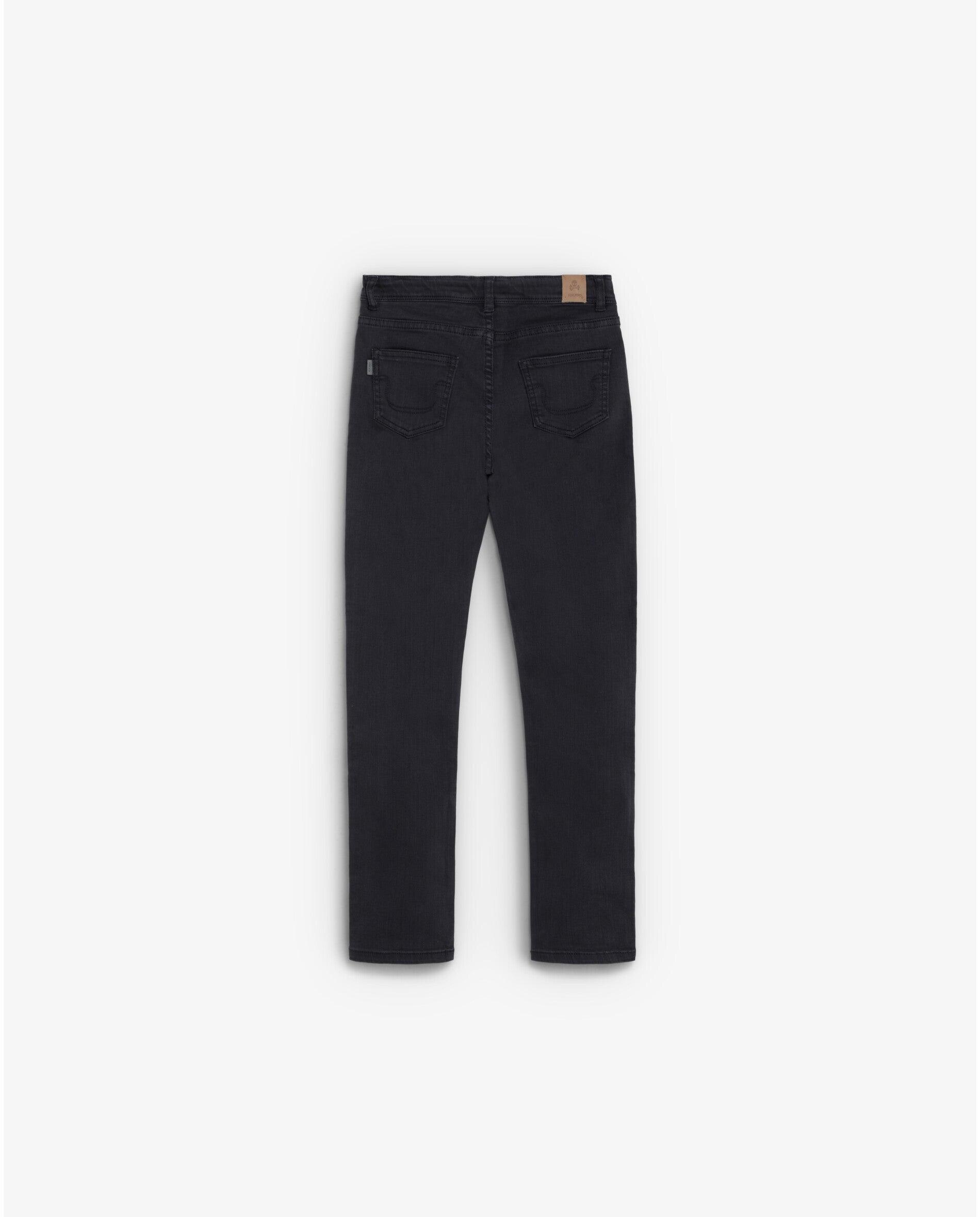 Calças Cinco Bolsos Infantil Slim com Presilhas na Cintura Navy-2