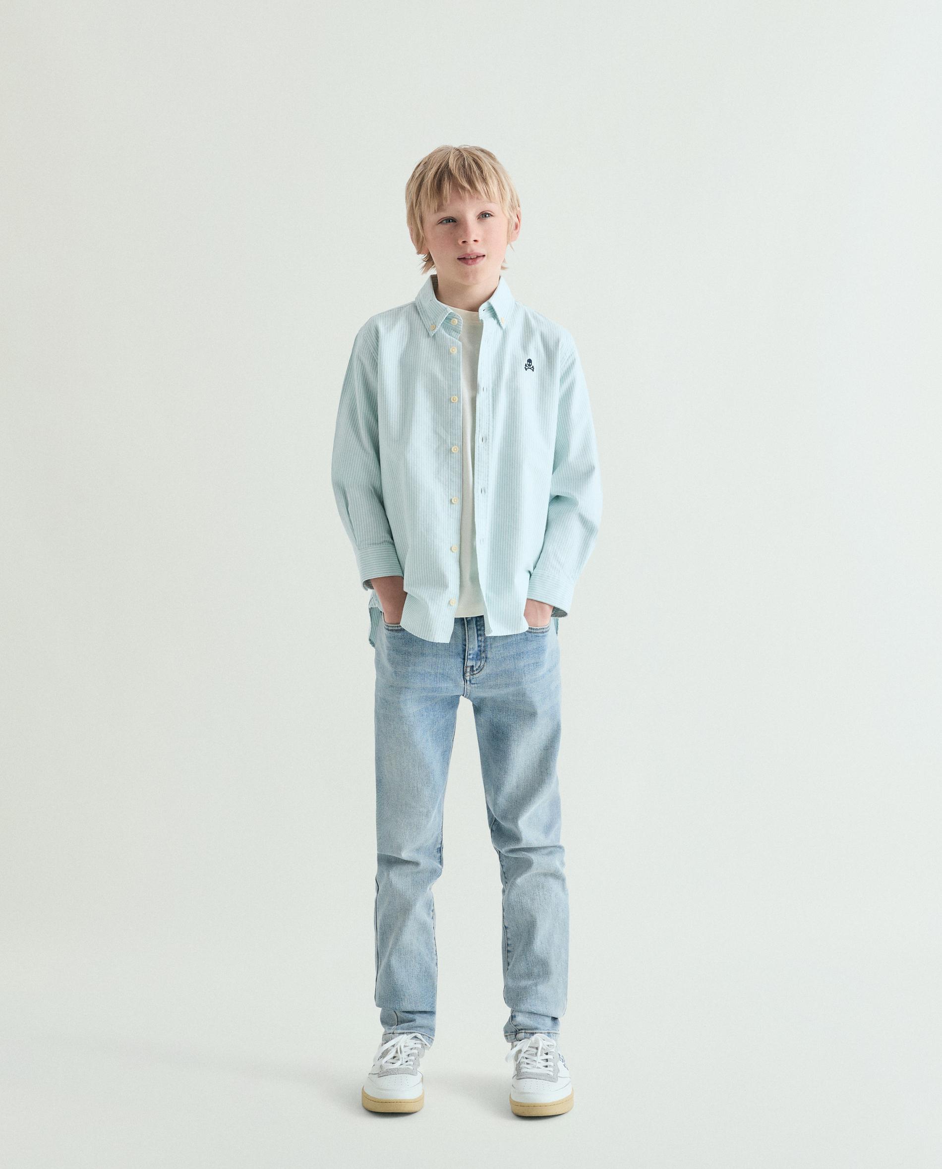 Camisa Infantil Às Riscas de Manga Comprida Scalpers Água-marinha-3