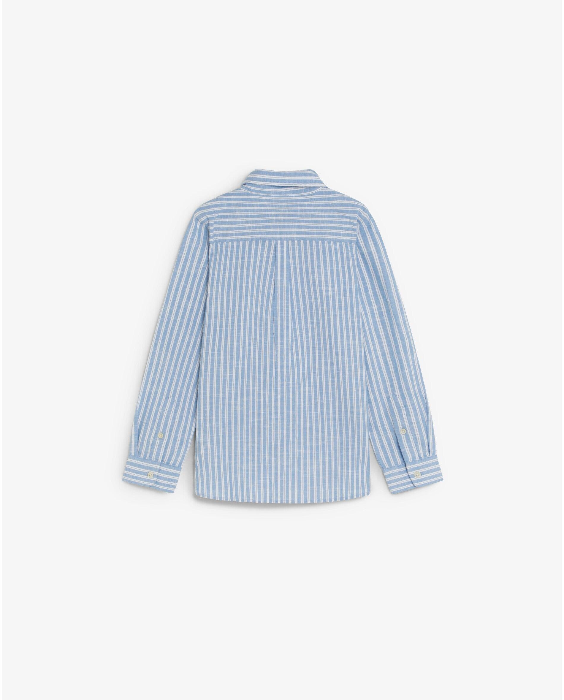 Camisa Infantil Às Riscas de Manga Comprida Scalpers Azul-claro-2