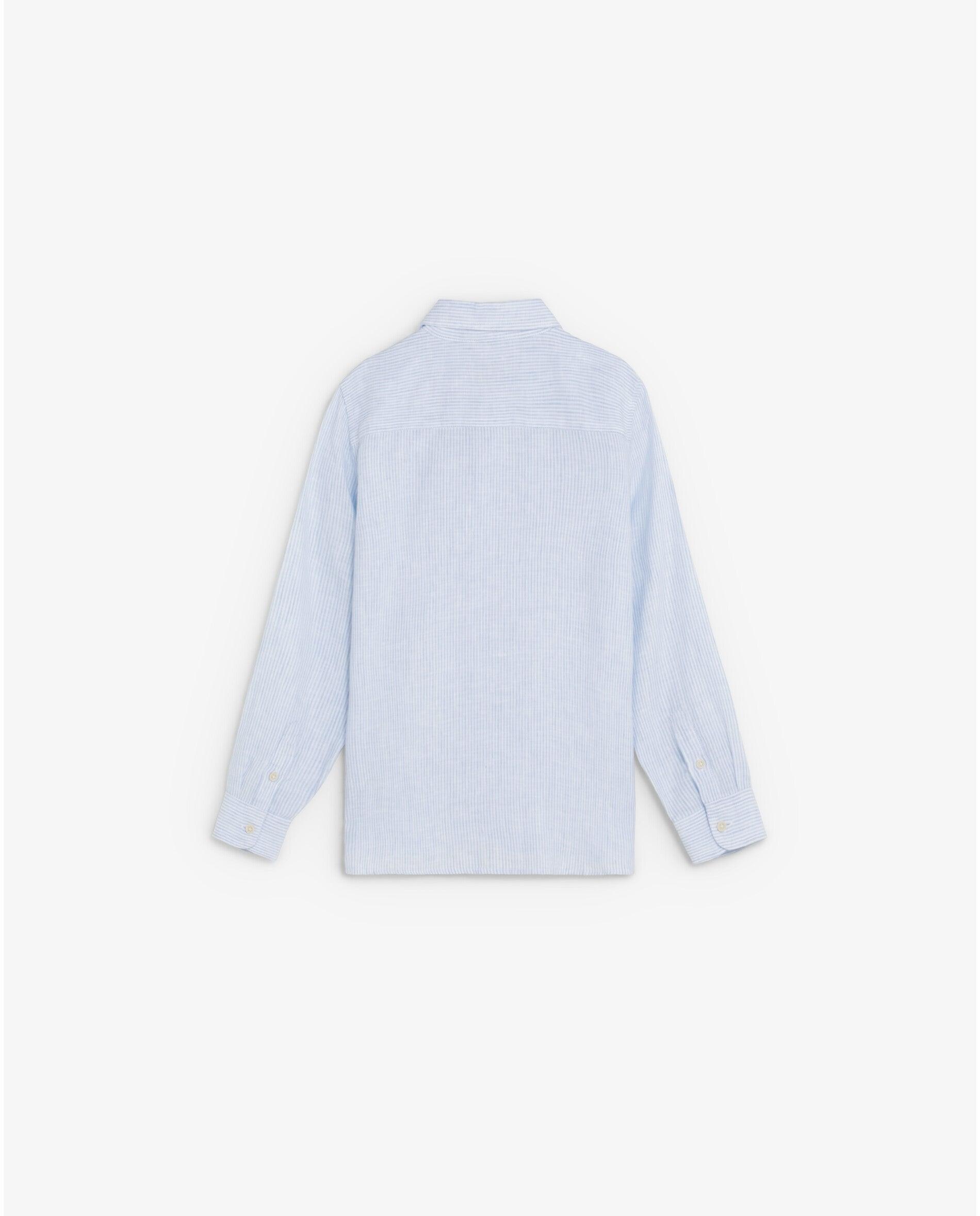 Camisa Infantil de Linho Às Riscas Scalpers Azul-2