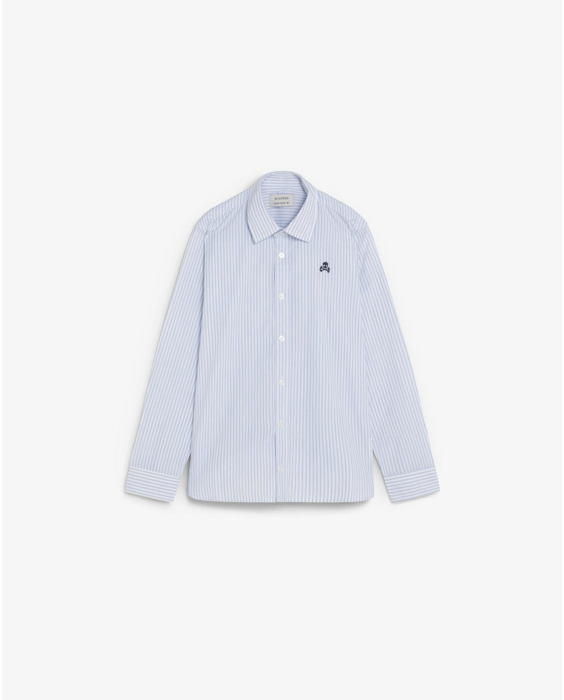 Camisa Infantil em Algodão 100% Às Riscas Scalpers Azul-1
