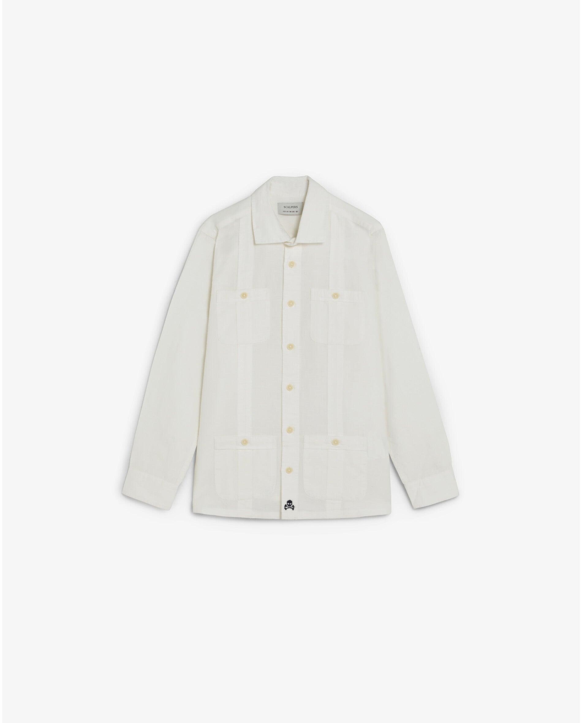 Camisa Infantil Guayabera de Manga Comprida Scalpers Branco-1