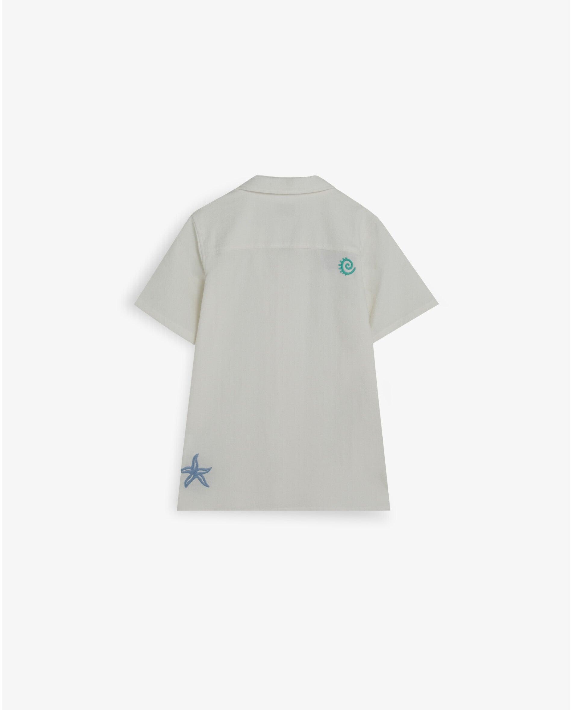 Camisa Infantil de Manga Curta com Detalhes Bordados Scalpers Branco-2