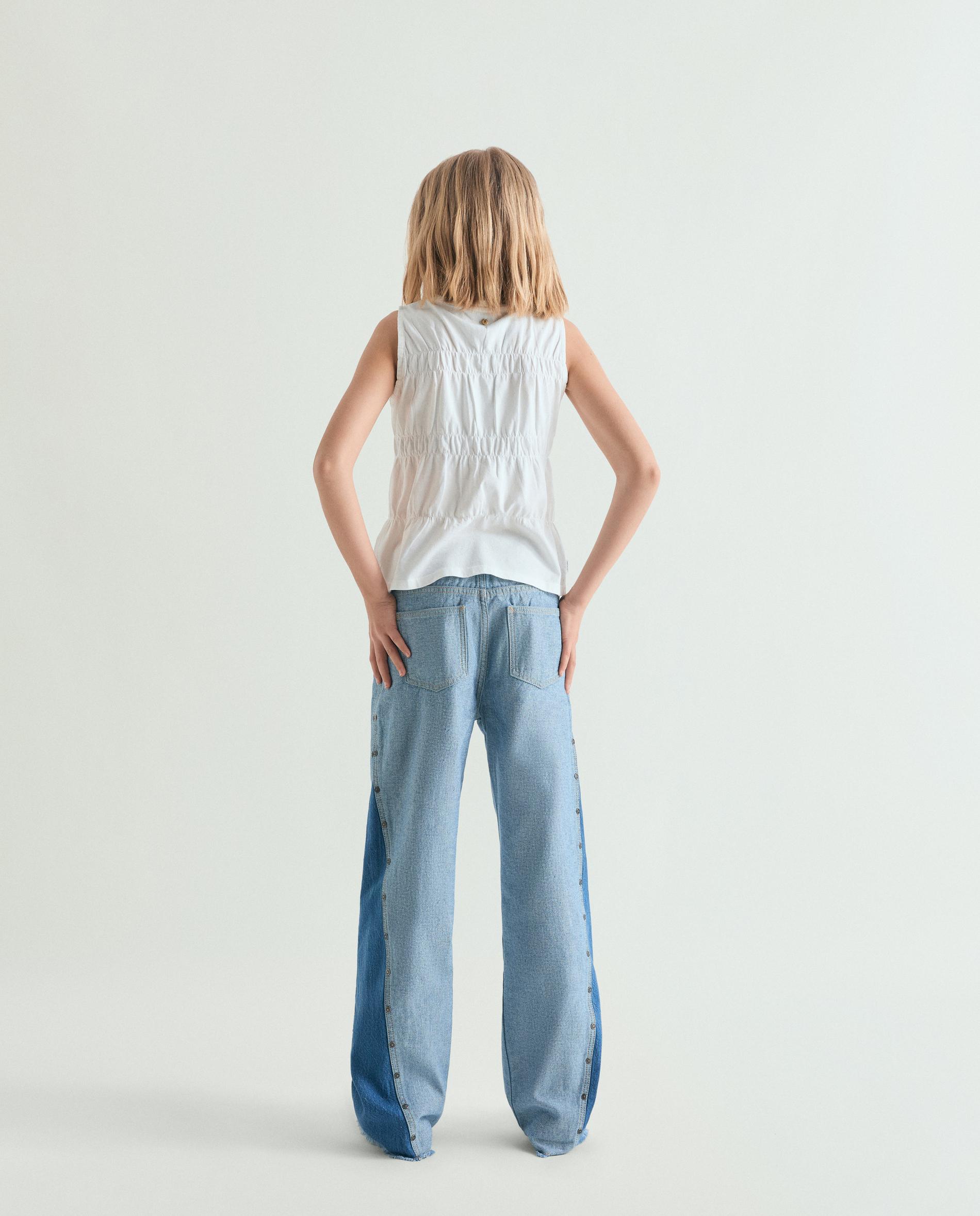 Jeans Bicolor com Botões Metálicos Decorativos Scalpers Denim-3