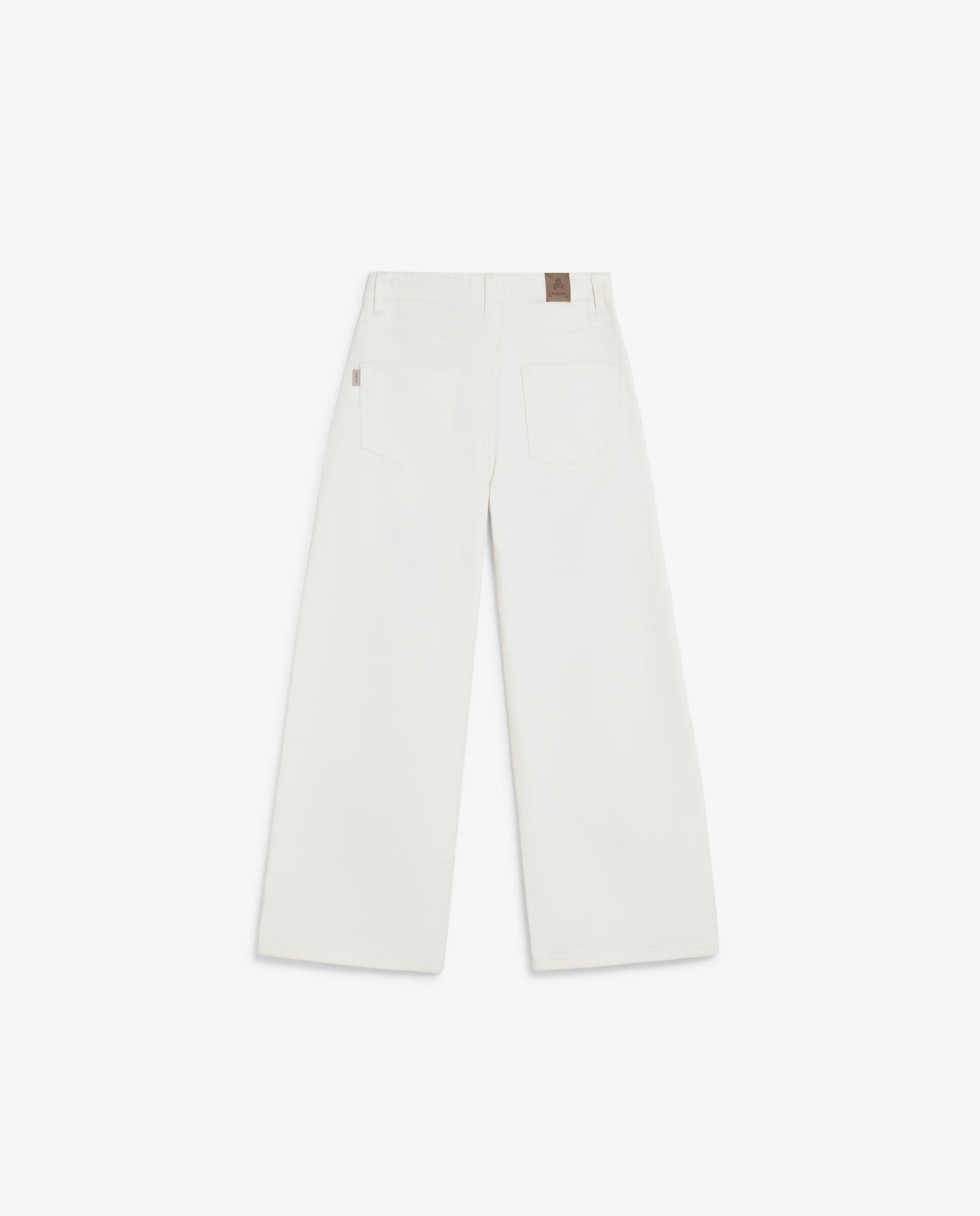 Jeans Culotte com Detalhes Bordados Infantil Scalpers Branco-5