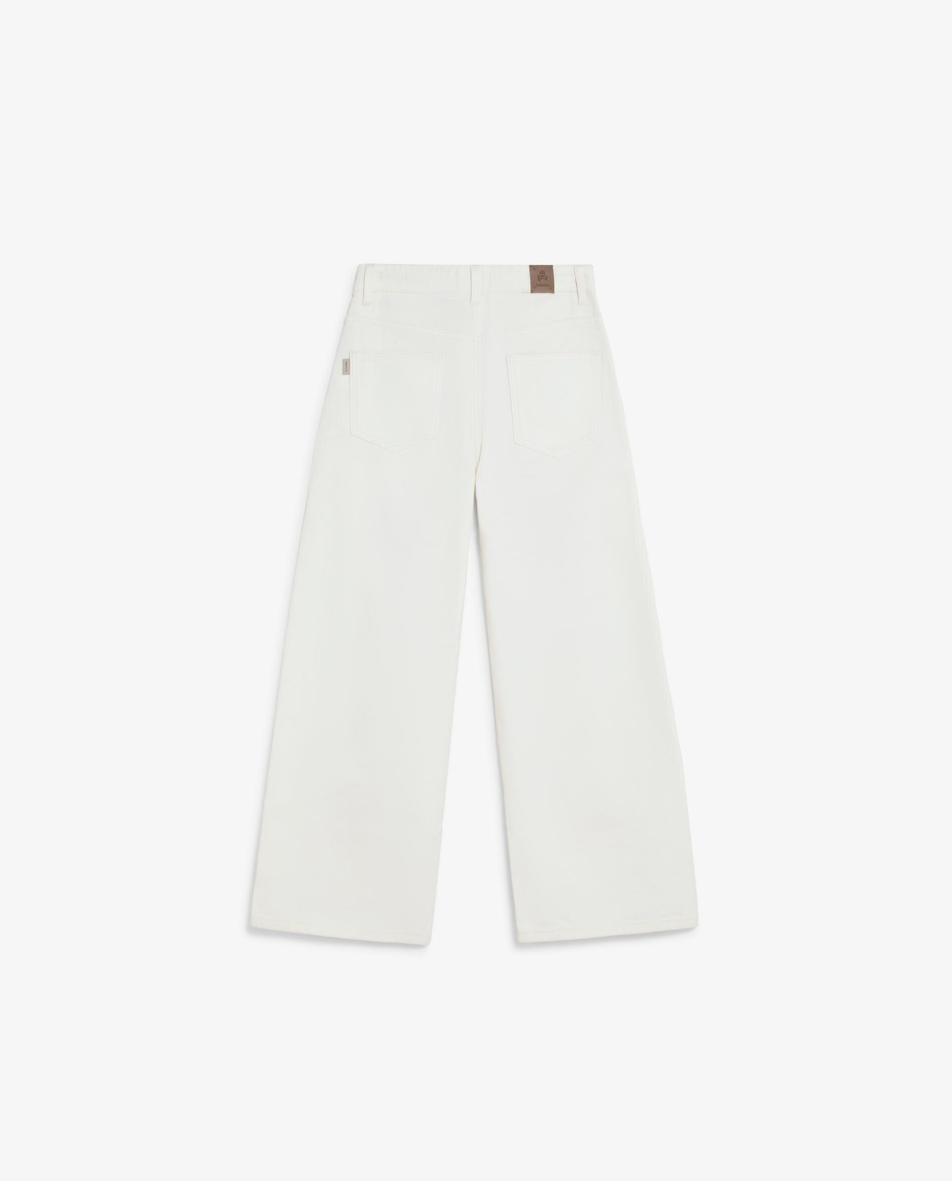 Jeans Culotte com Detalhes Bordados Infantil Scalpers Branco-5