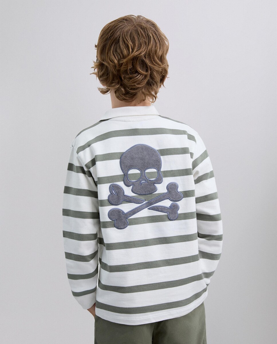 Sweatshirt Regular Fit Estampada às Riscas com Bolsos Frontais Verde-2