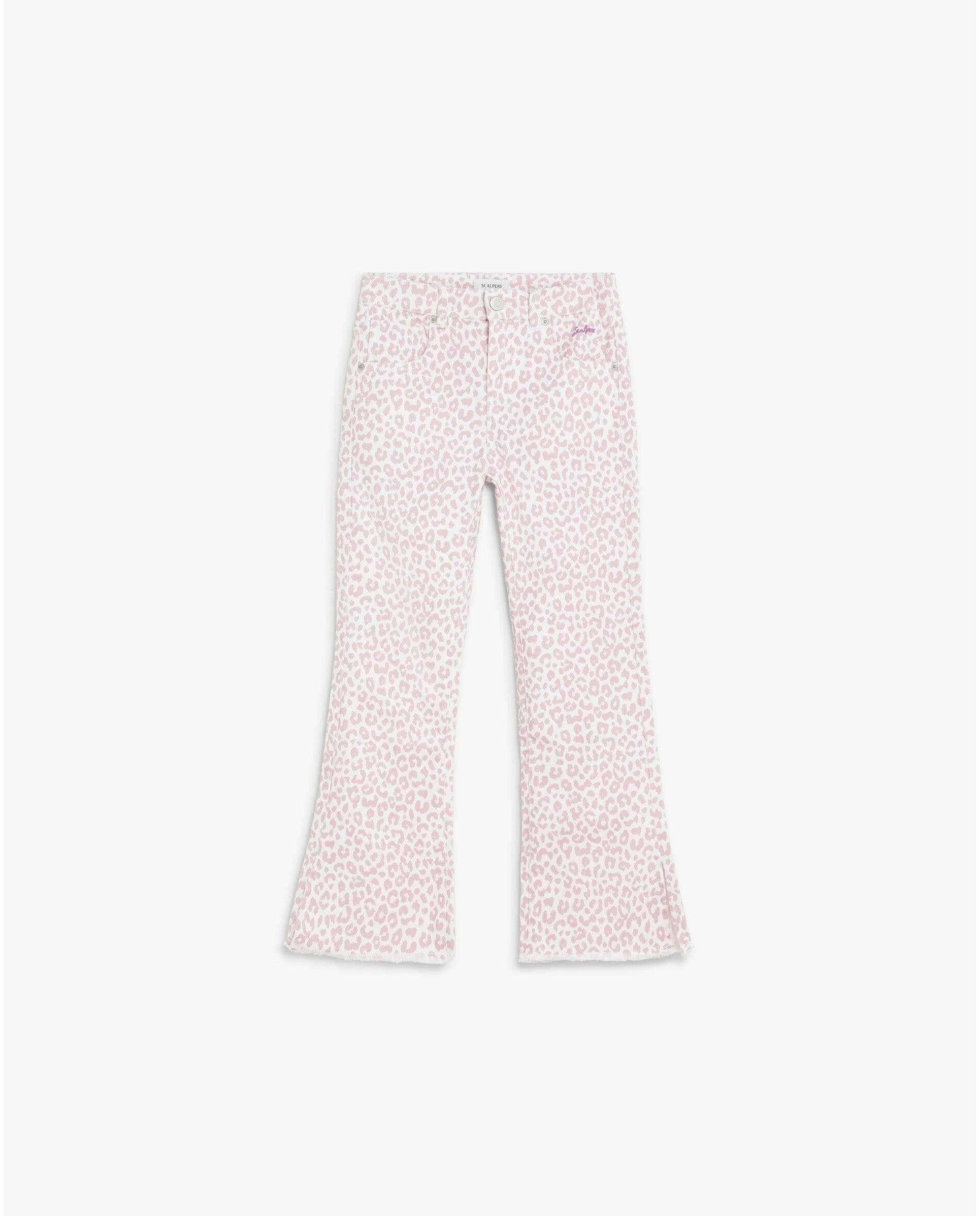 Jeans Infantil Animal Print Ligeiramente à Boca de Sino Scalpers Lilás / Branco-1