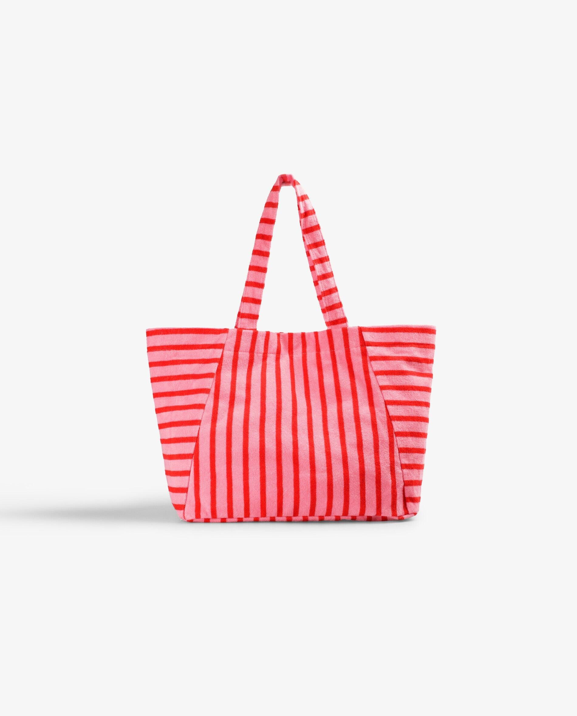 Mala Infantil Tipo Tote com Estampado Às Riscas Scalpers Rosa-2